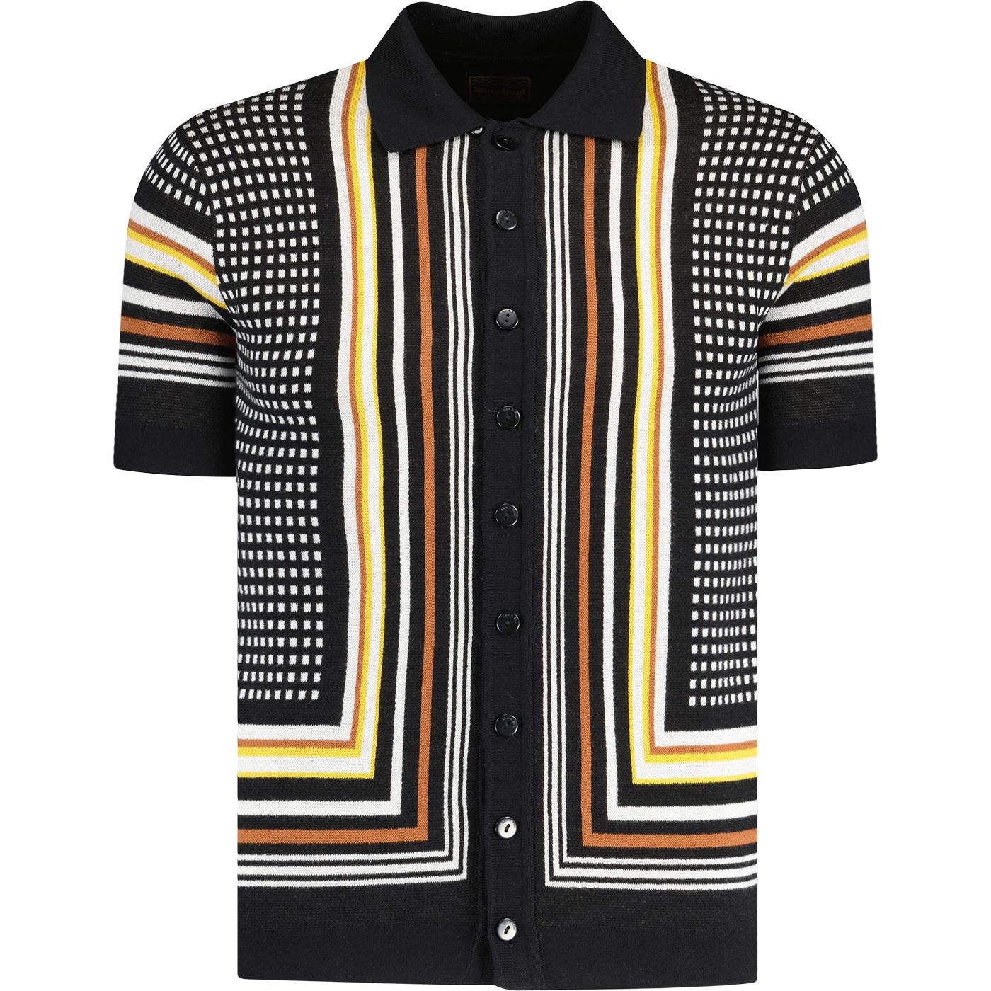 Ska & Soul Jacquard Mod Stripe Cardi Polo Shirt B