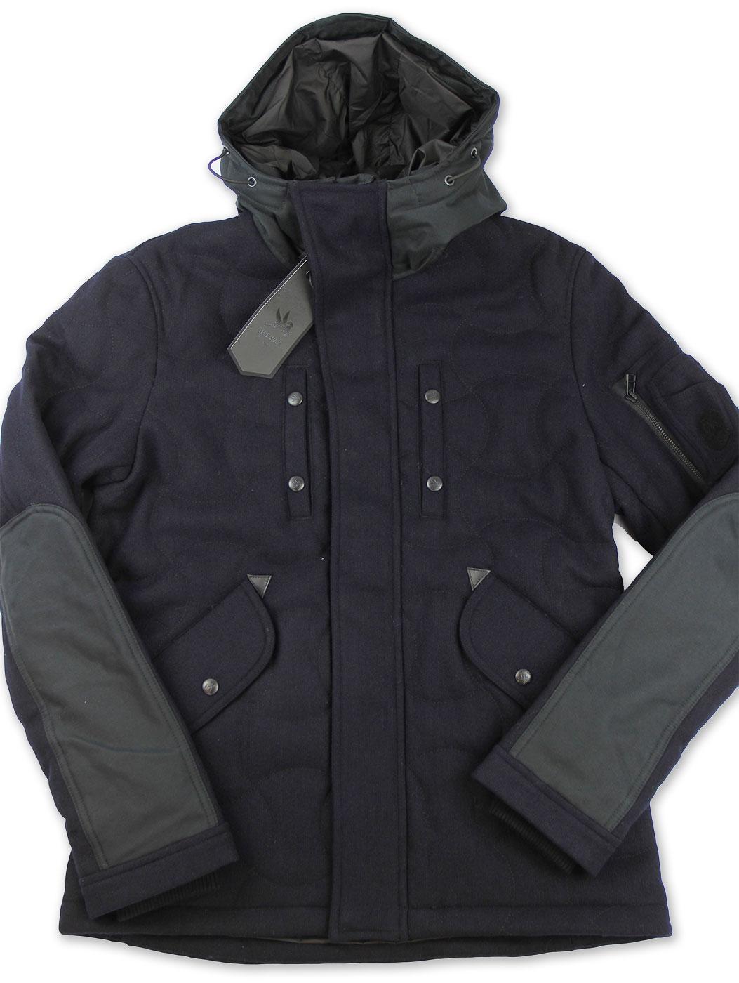 SPIEWAK Retro Mod Melton Quilted Tarmac Parka Jacket in Navy