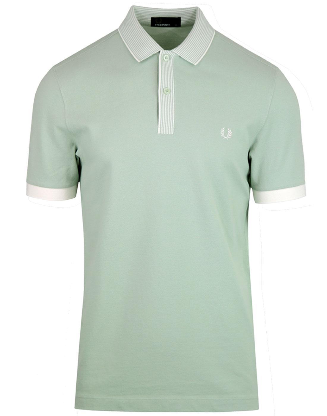 FRED PERRY Men's Stripe Trim Pique Polo in Mint