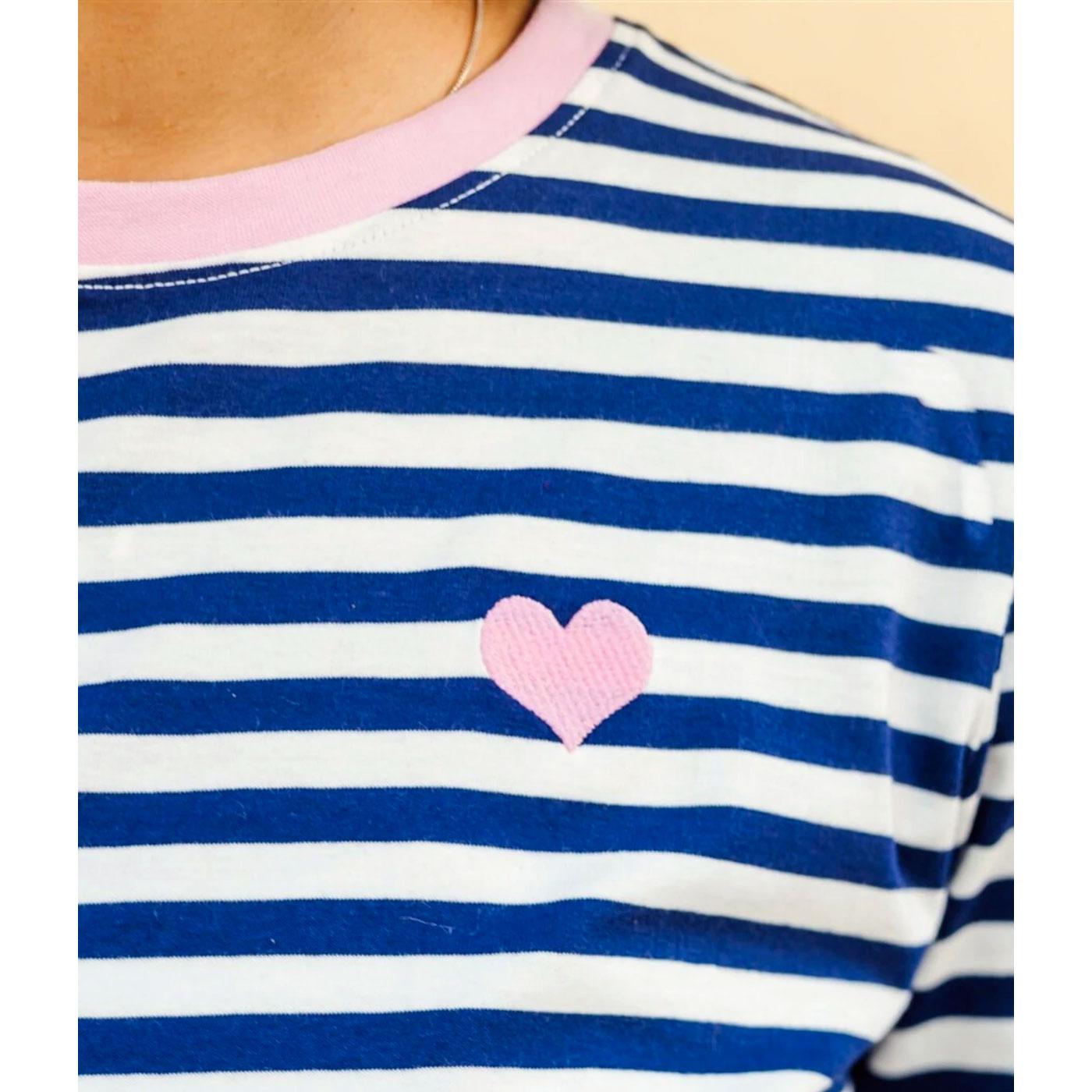 Heart Sweatshirt - Pink and Navy StripesPink and Navy Stripes