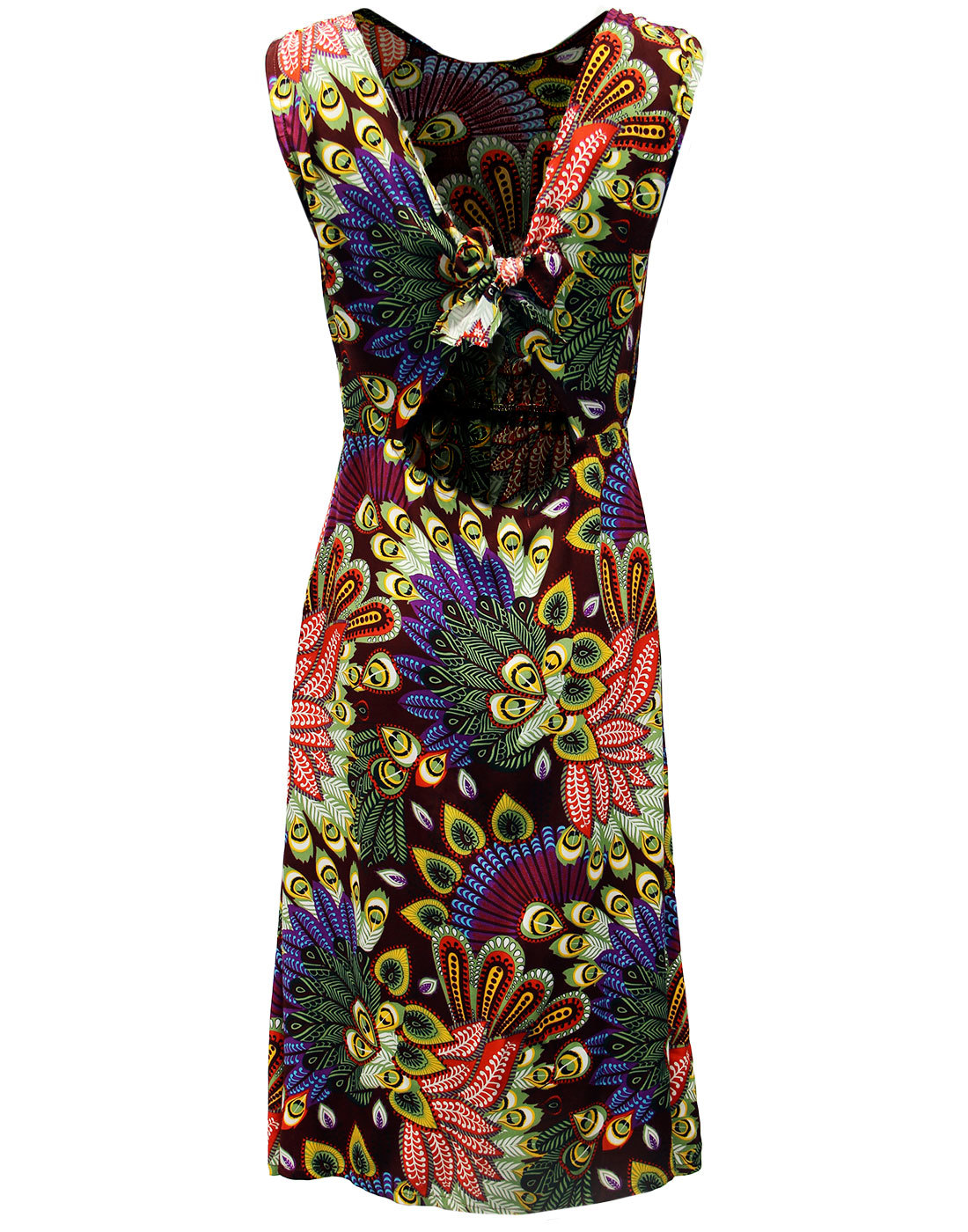 SUGARHILL BOUTIQUE Gloria Retro 60s Peacock Print Summer Dress