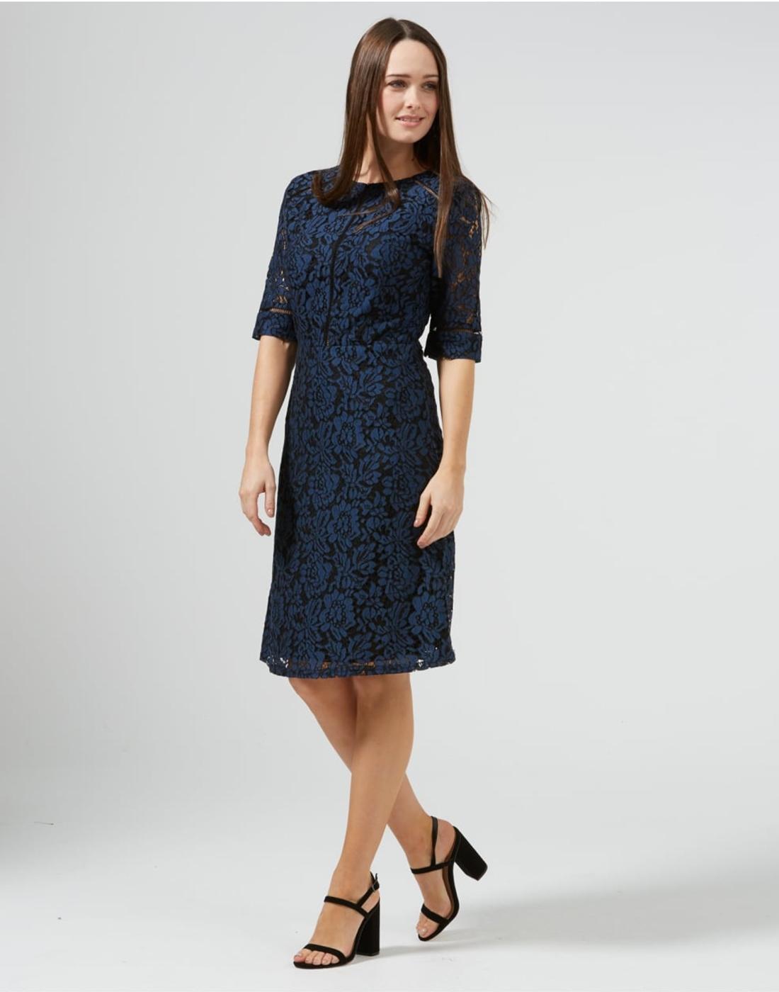 SUGARHILL BOUTIQUE Retro 50s Vintage Lace Dress in Navy