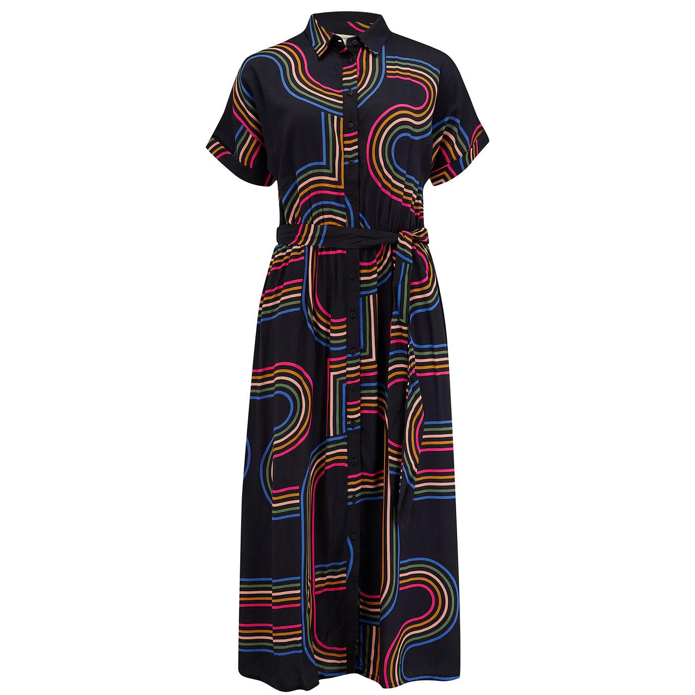 Leigh Sugarhill Retro Racer Black Midi Shirt Dress