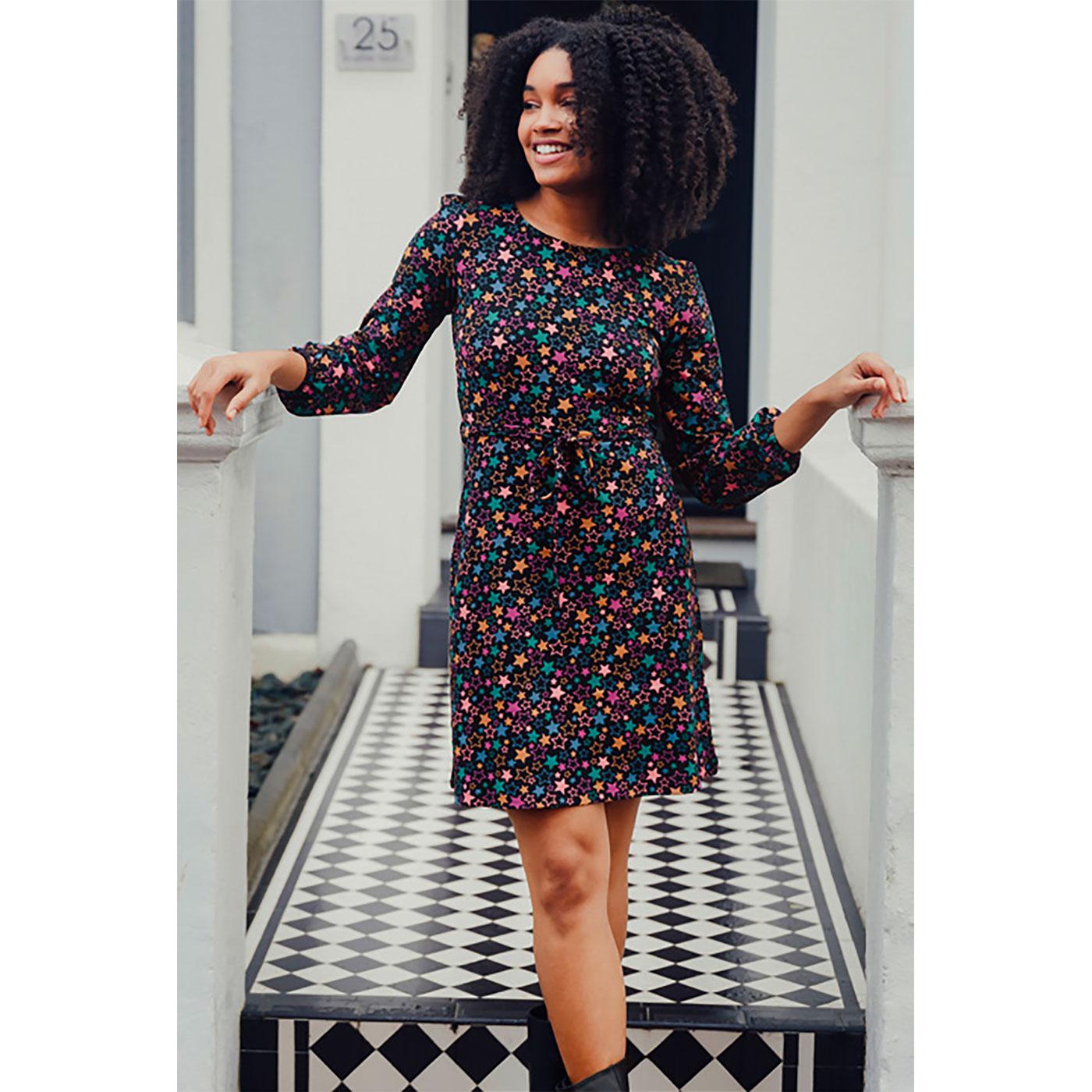 Sugarhill Brighton Neme Mini Star Cluster Jersey Dress in Black