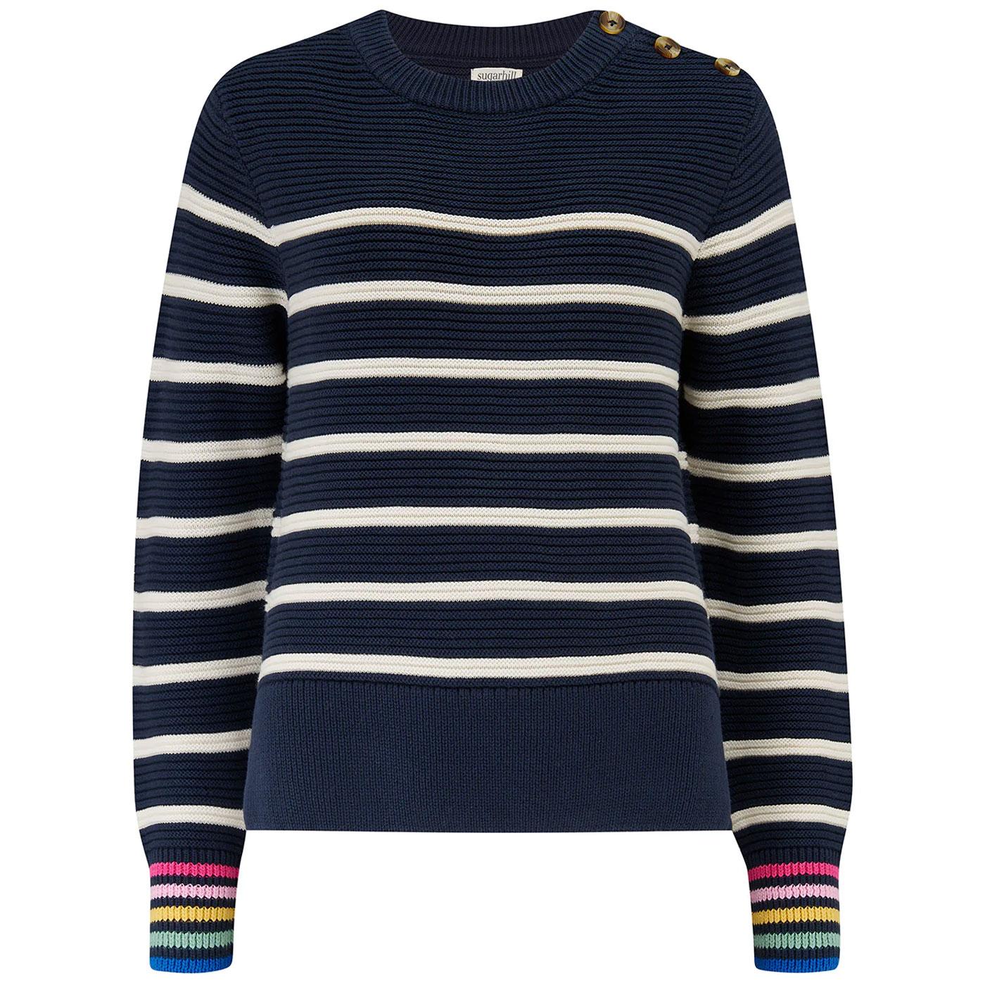 Rebecca Sugarhill Button Detail Stripe Jumper (N)