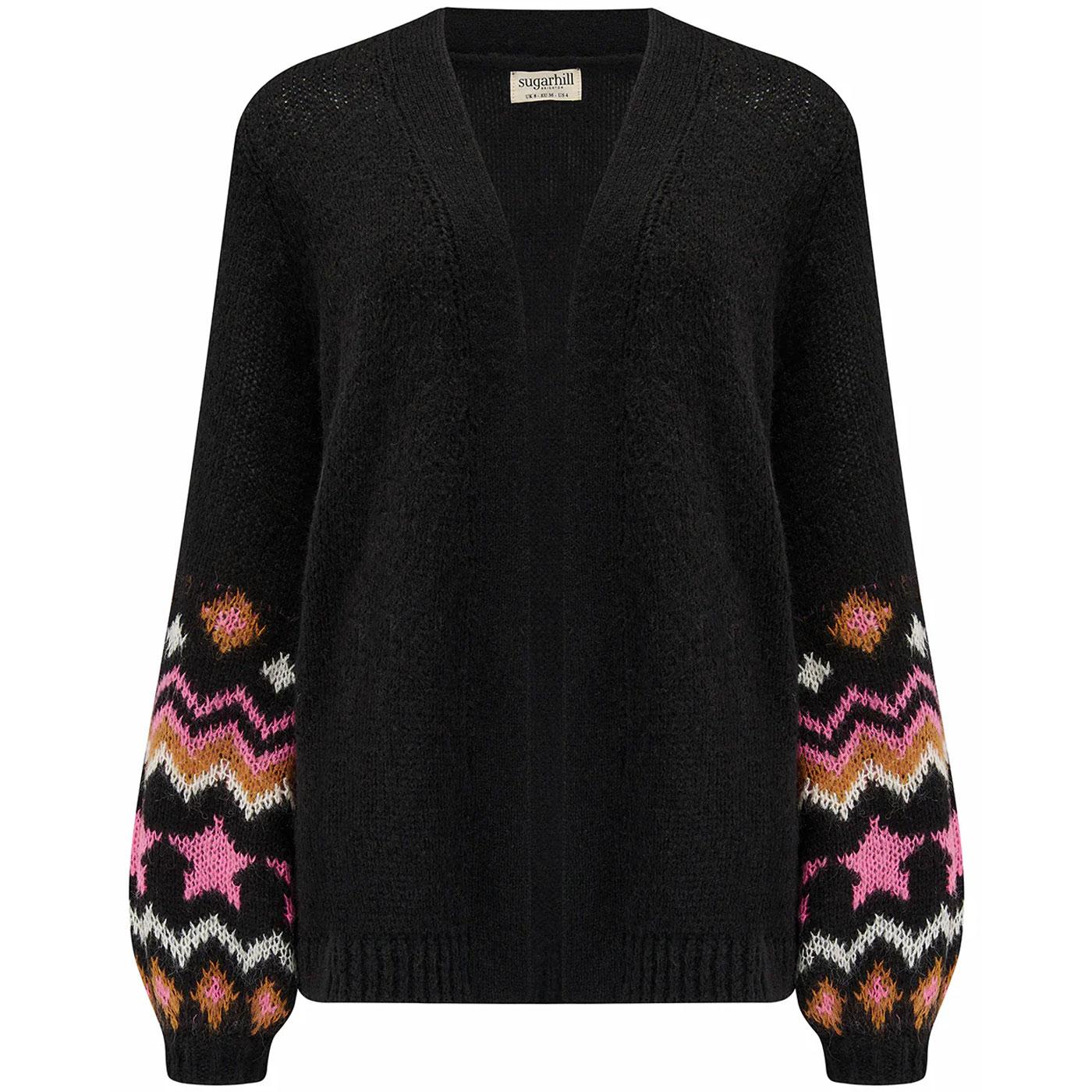 Yvette Sugarhill Fairisle Sleeve Open Cardigan B