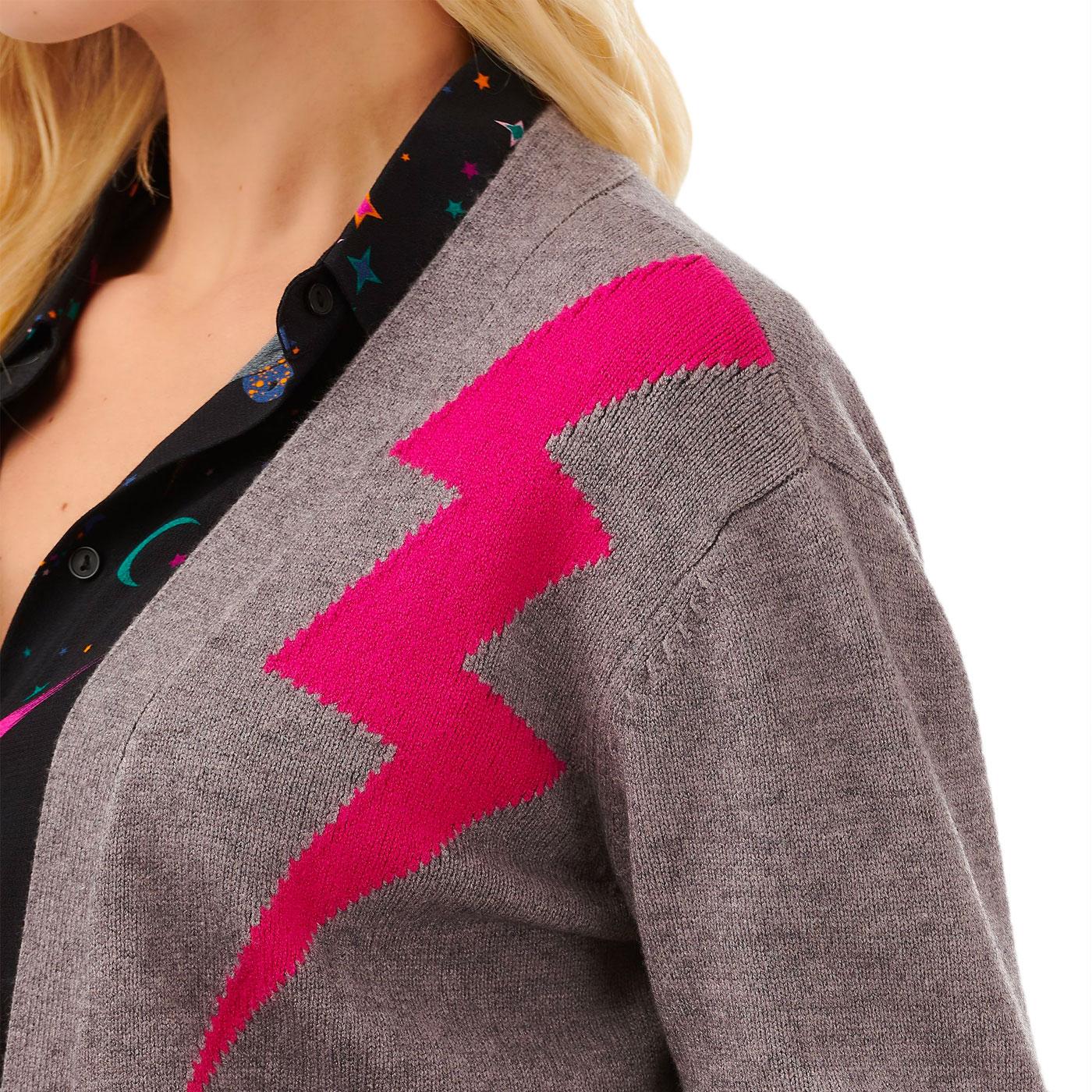 SUGARHILL BRIGHTON Carla Retro 80s Lightning Bolt Cardigan