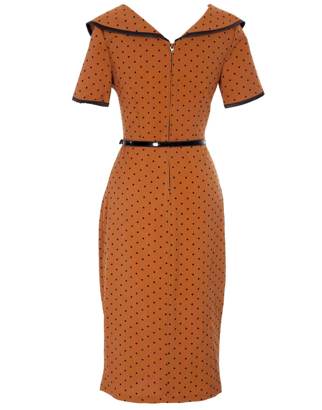 coffee coloured polka dot dress