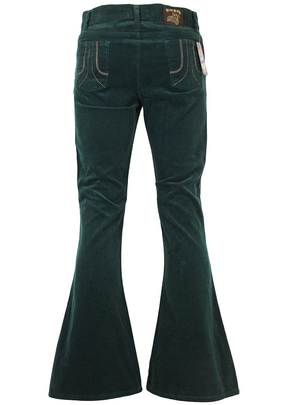Unreal Teal Retro 1970s Corduroy Bellbttom Flared Trousers