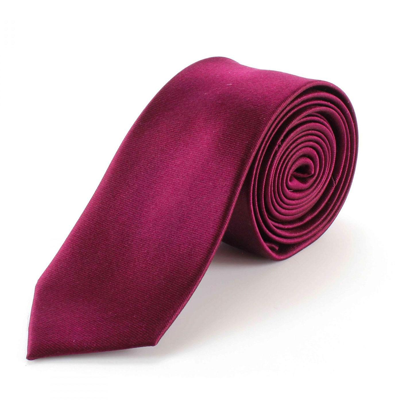 TOOTAL Men's Retro Mod Skinny Silk Tie (Burgundy)