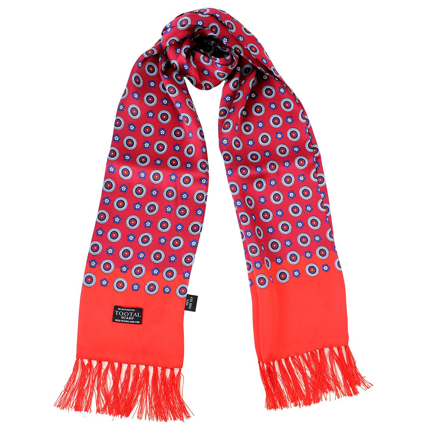 Tootal Retro Mod Bordeaux Circle Border Silk Scarf