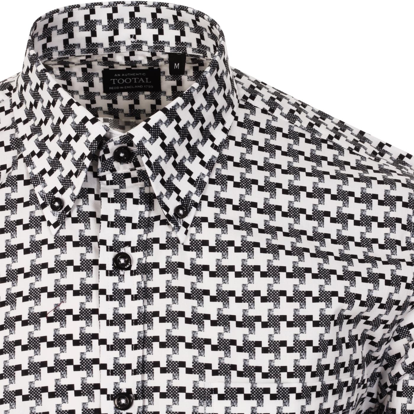 TOOTAL Houndstooth Textured Check Men's Retro Mod Shirt
