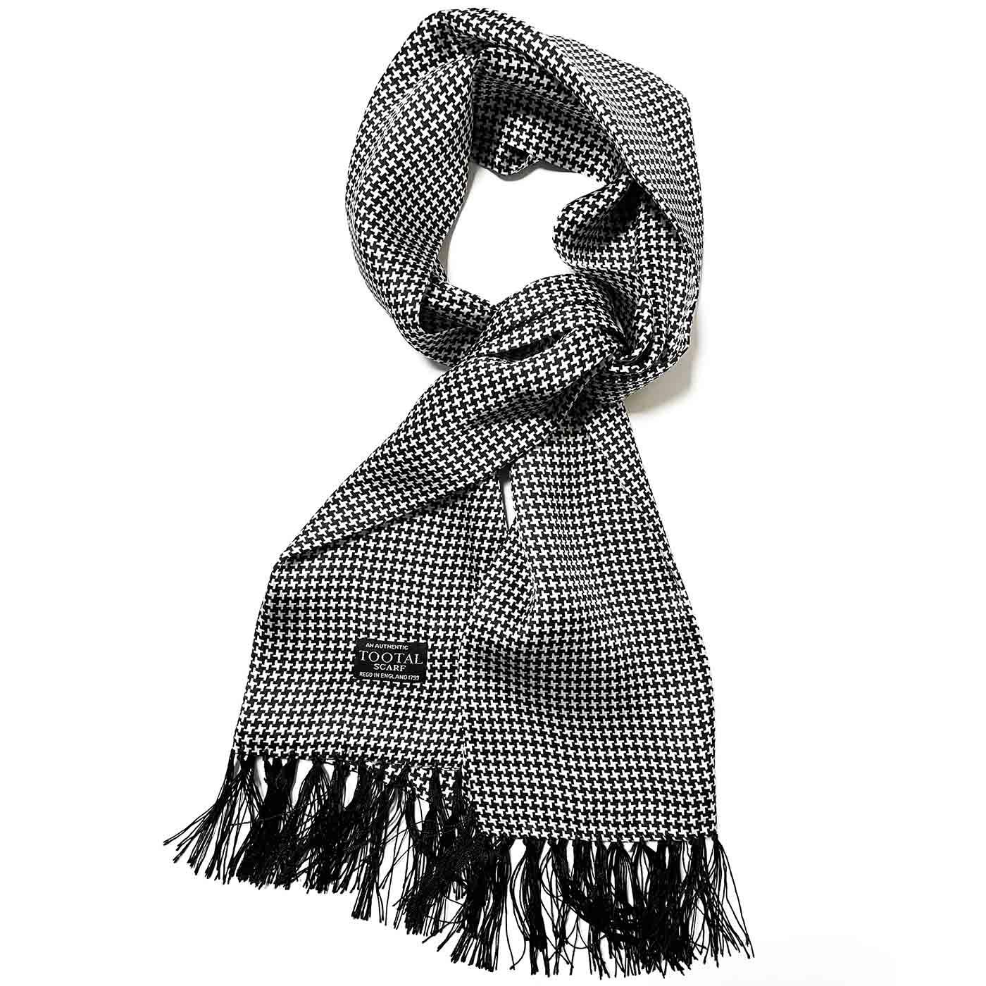 TOOTAL 60s Mod Houndstooth Silk Scarf Black/White