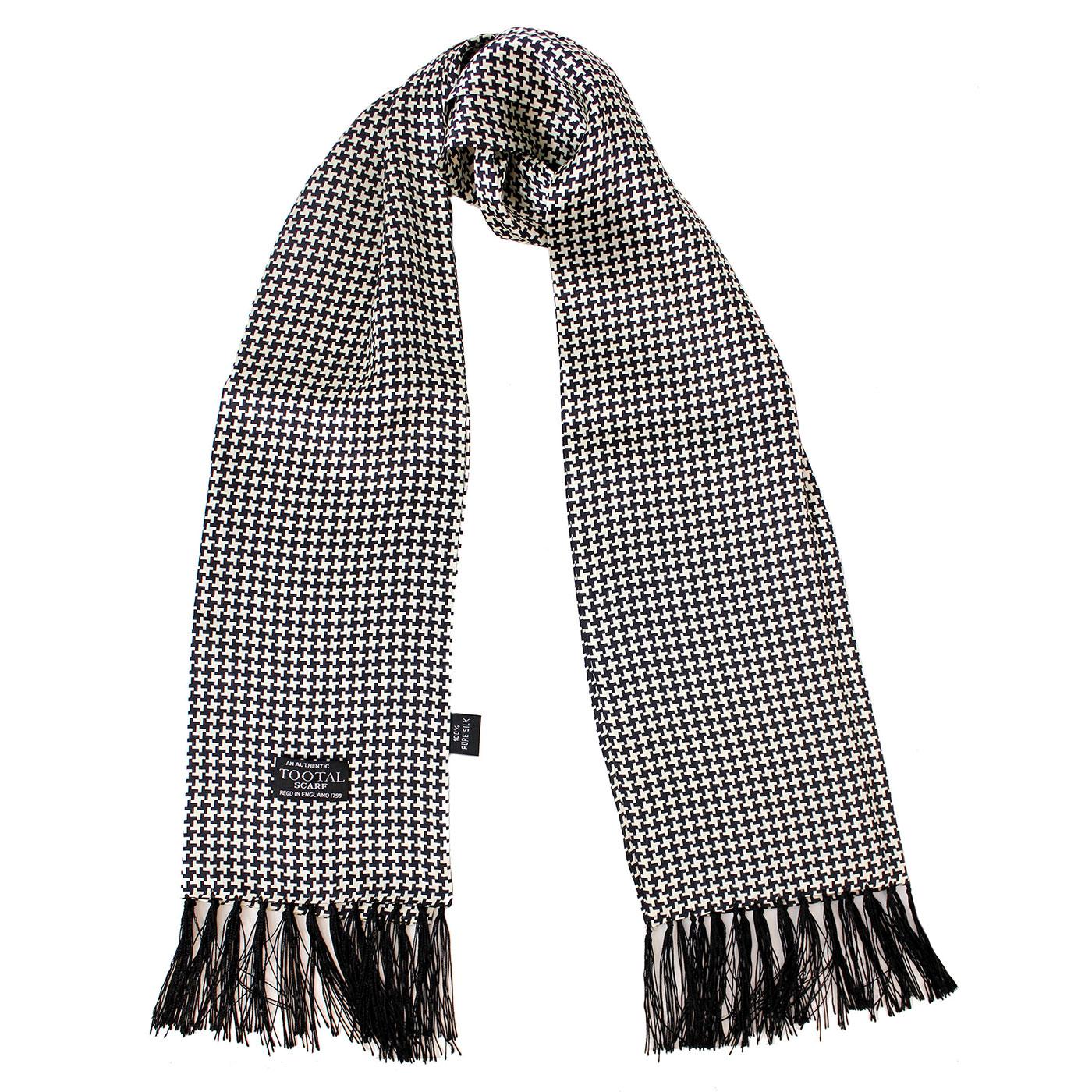 Tootal Retro Mod Monochrome Dogtooth Silk Scarf 