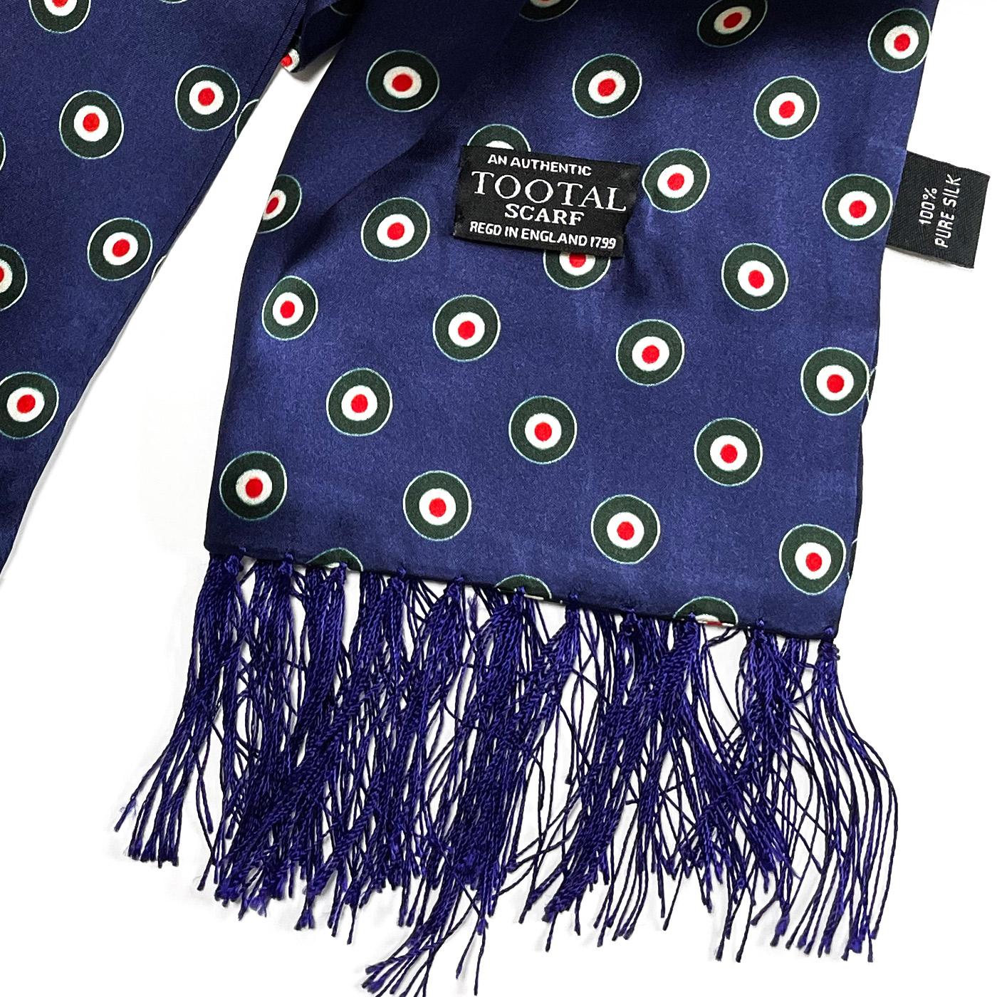 TOOTAL Retro 60s Mod Target Motif Silk Scarf in Navy