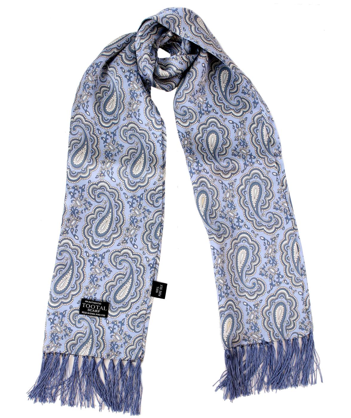 Tootal Weller Sky Blue Paisley Mod Silk Scarf 