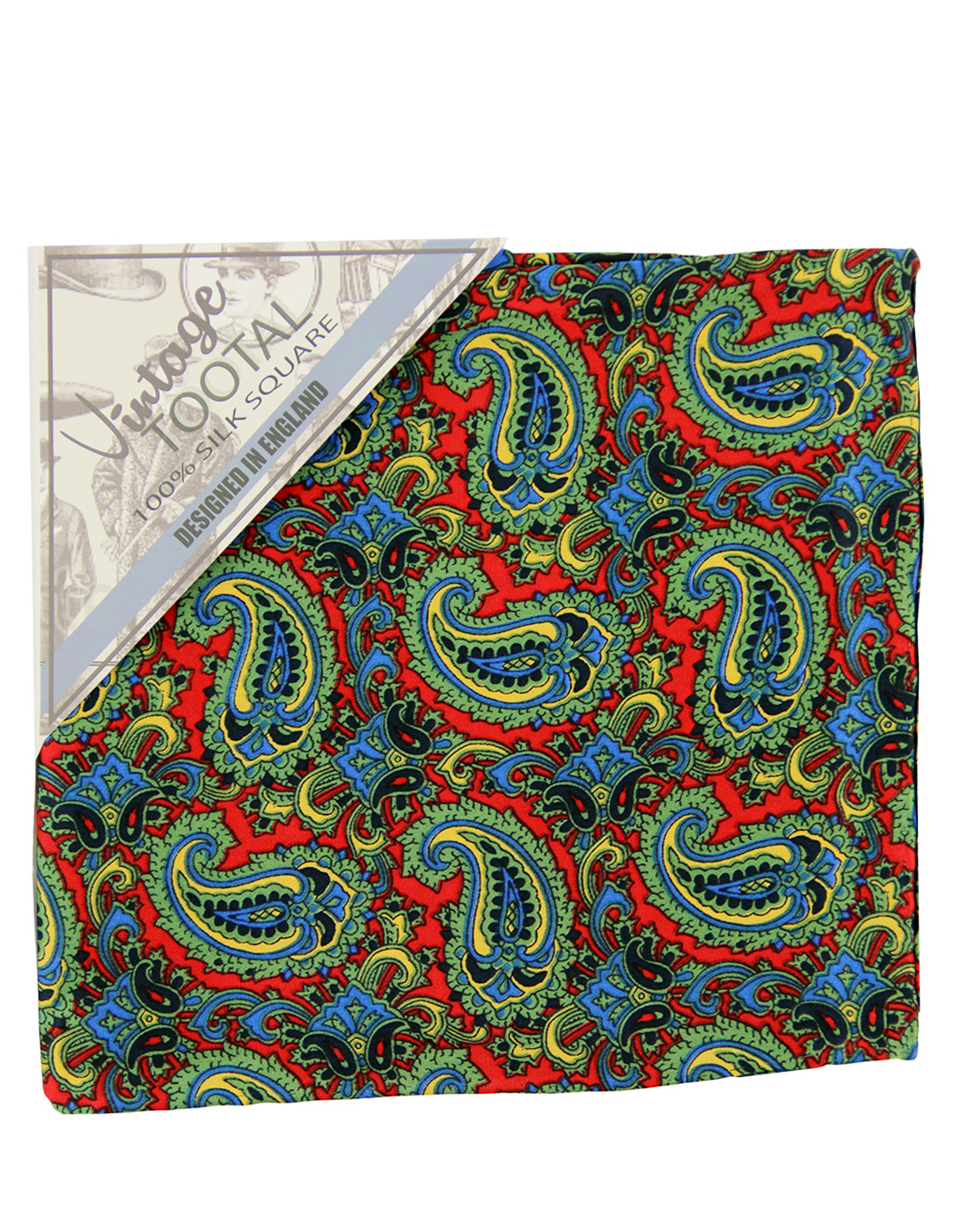 TOOTAL 1960s Mod Floral Paisley Silk Pocket Square