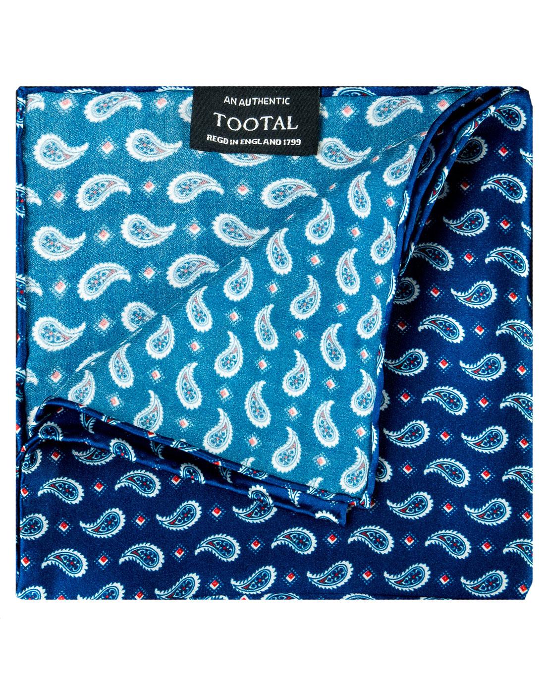 TOOTAL Mod Paisley Silk Pocket Square in Navy
