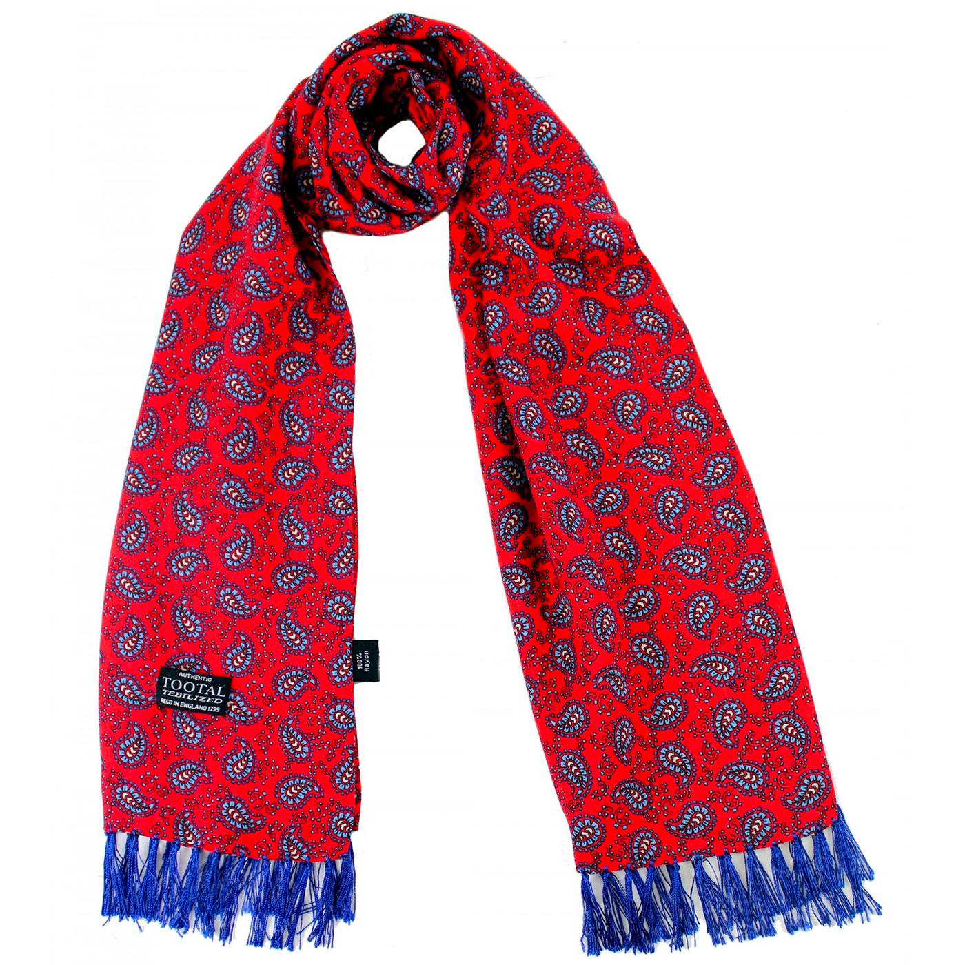 TOOTAL Retro Mod 60s Paisley Rayon Scarf in Red