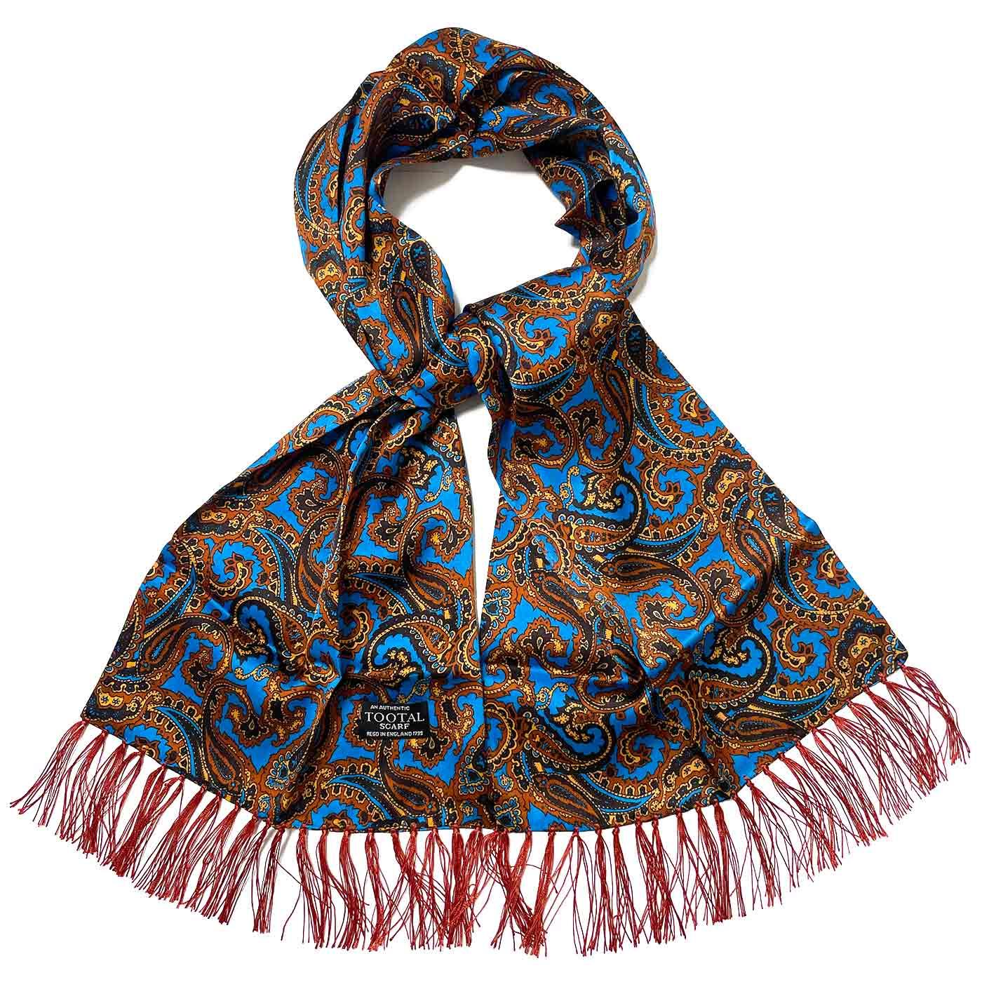 Tootal Retro Mod Bronze Paisley Design Silk Scarf 