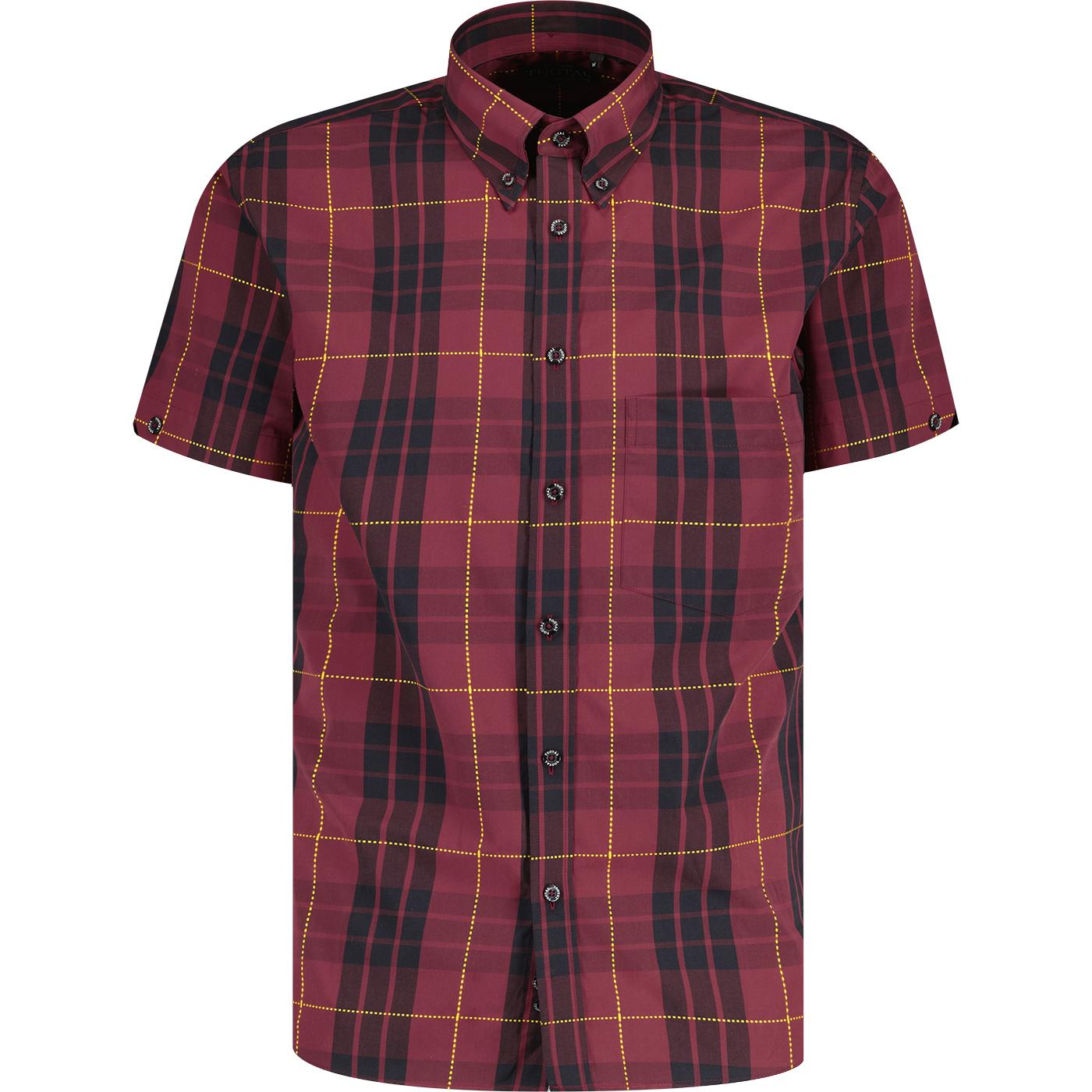 Tootal Mod Slim Fit Oxblood Stitch Check Button Down S/S Shirt