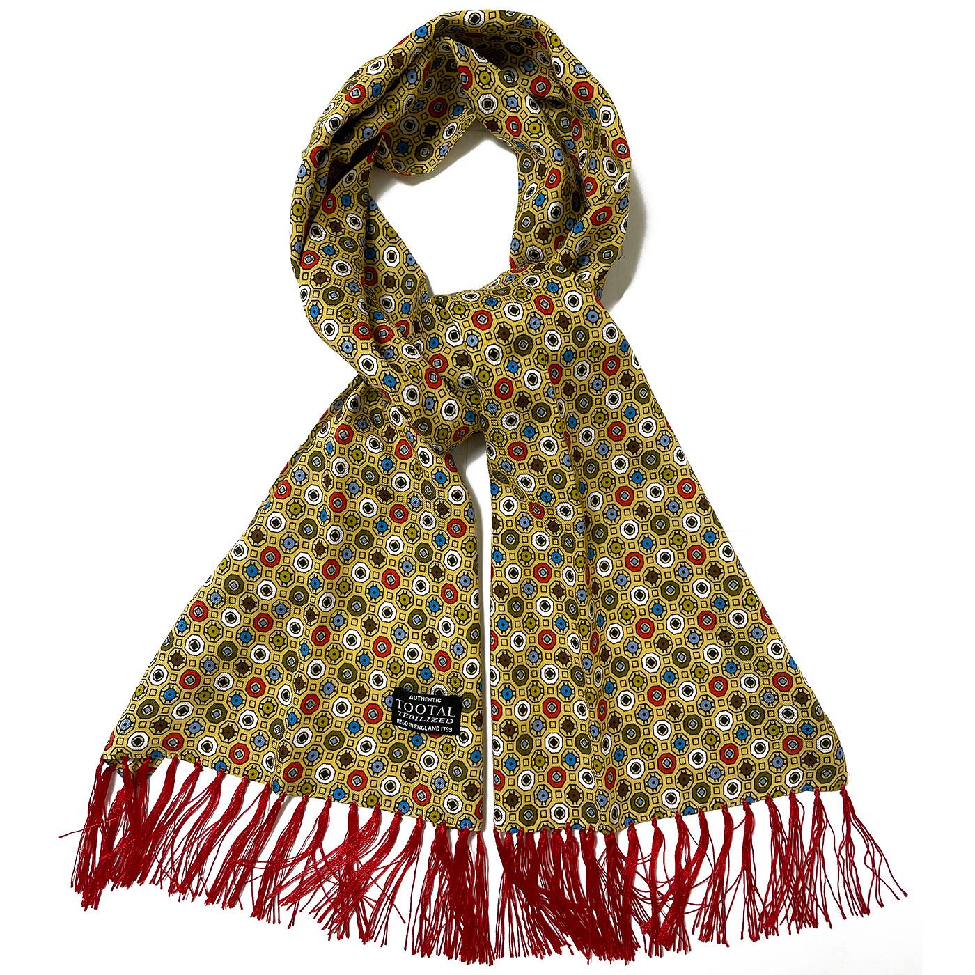 TOOTAL Geo Print Fringed Retro Mod Rayon Scarf MY