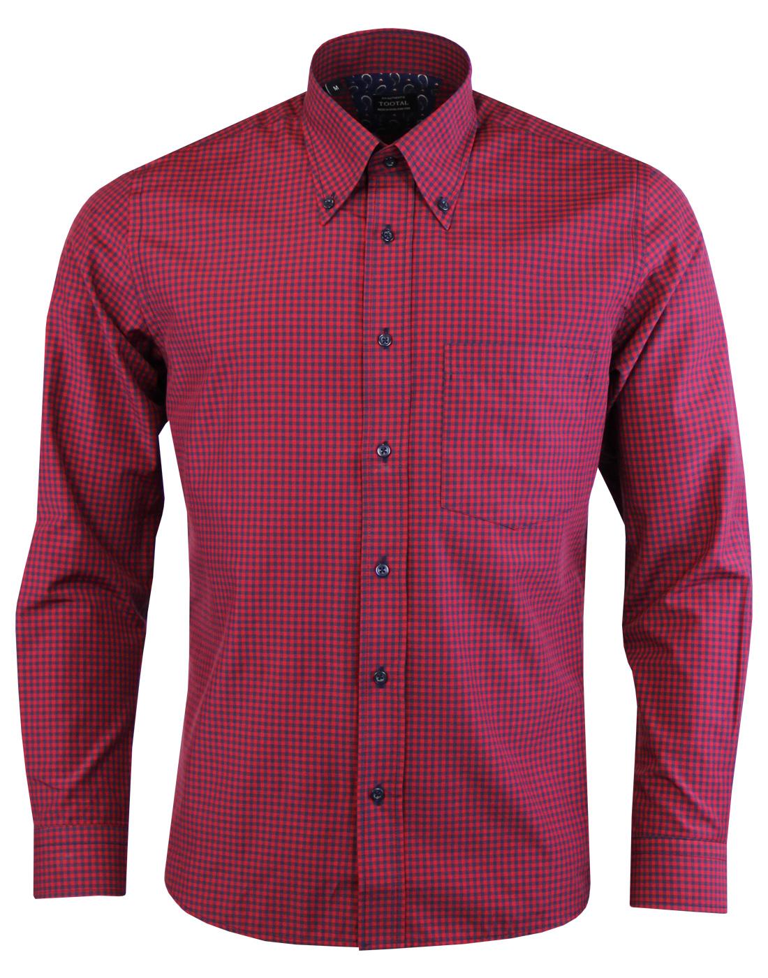 Tootal Two Tone Gingham Shirt with Button Down Collar in Red 