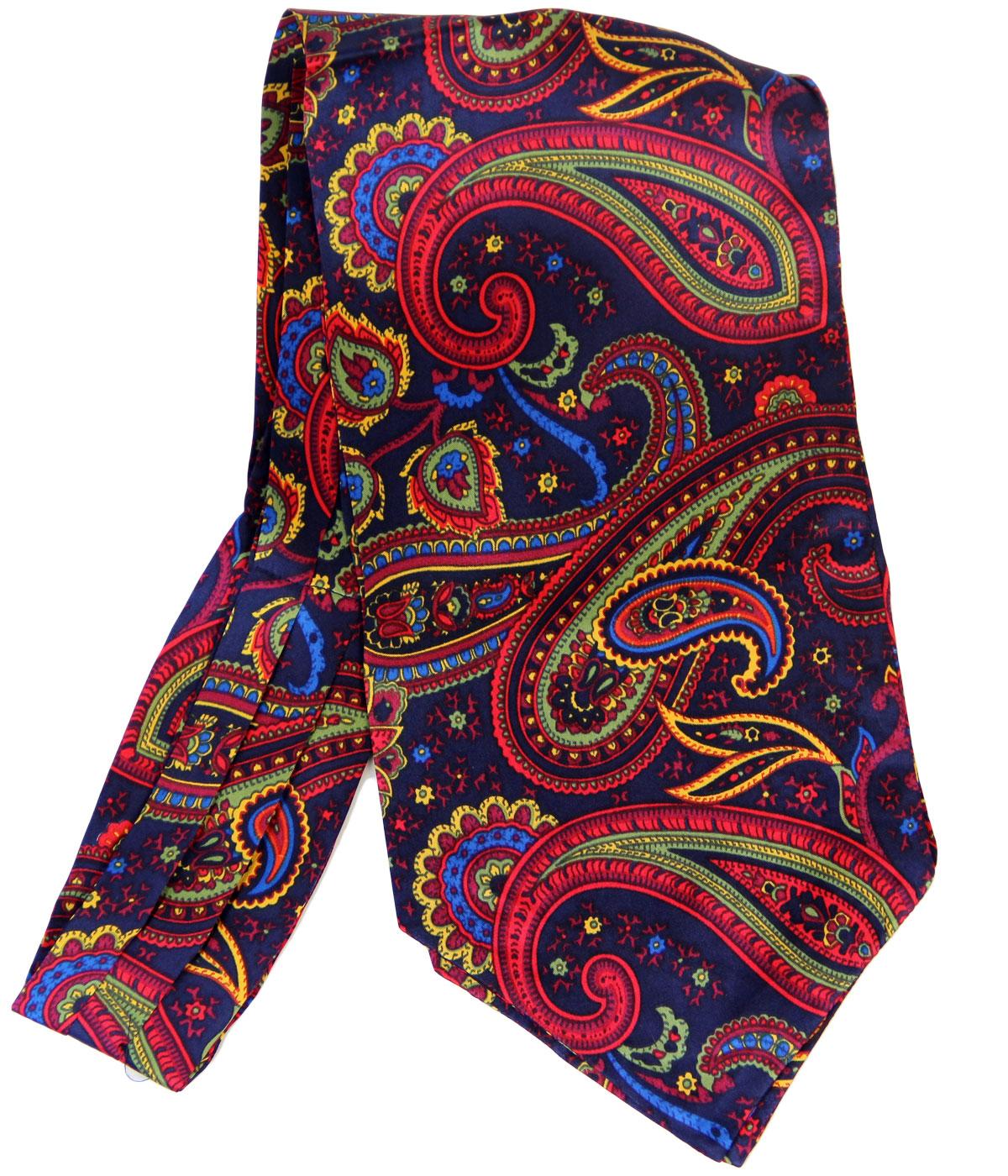 TOOTAL Retro 1960s Mod Bright Pailsey Silk Cravat