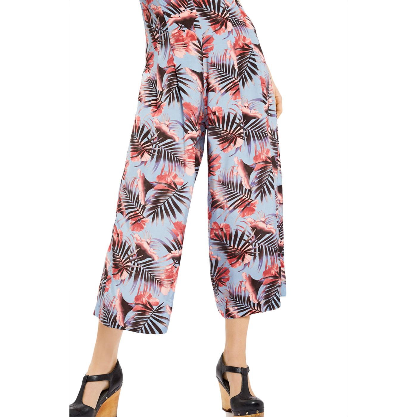 TRAFFIC PEOPLE Bianca Retro 70s Palm Jumpsuit in Blue