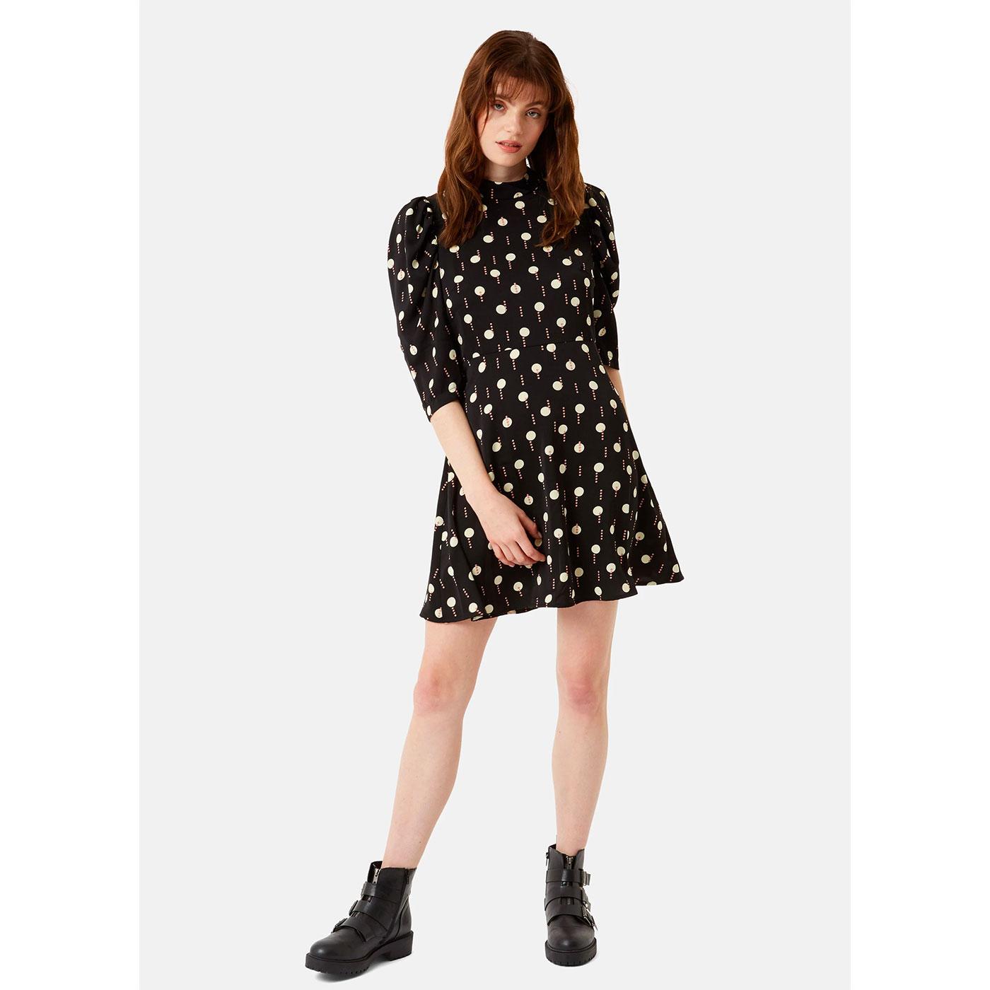 TRAFFIC PEOPLE Maybe Retro Geometric Mini Dress in Black