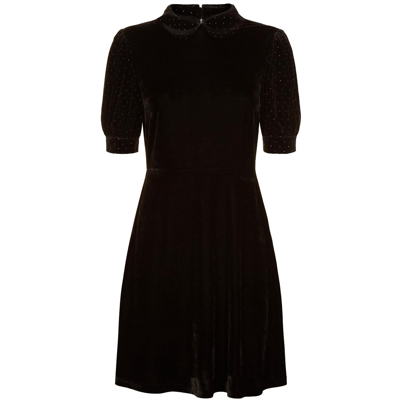 Grace TRAFFIC PEOPLE Retro 60s Mod Black Velvet Dress