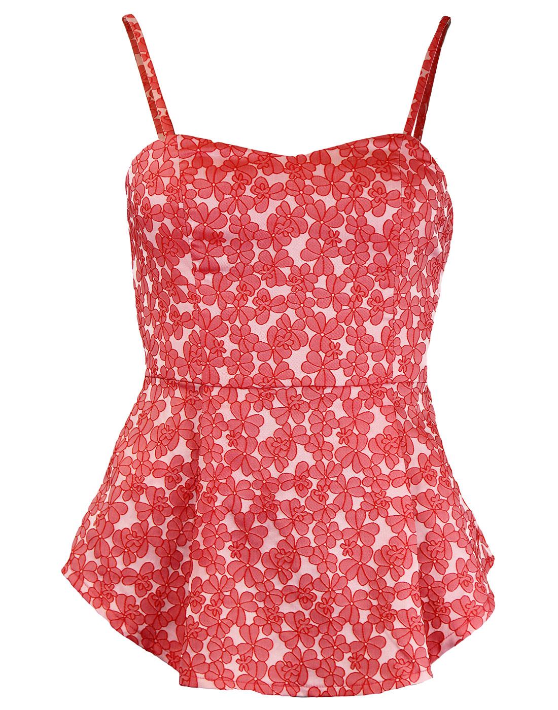 TRAFFIC PEOPLE Falling Flowers Retro 70s Bandeau Top in Red