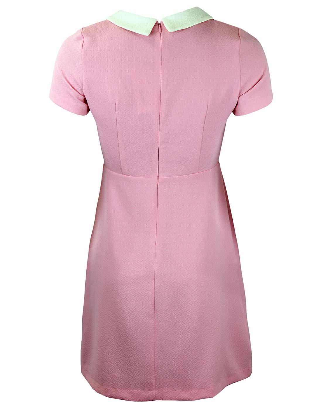 Traffic People Perfect Penny Retro 60s Mod Textured Dress Pink