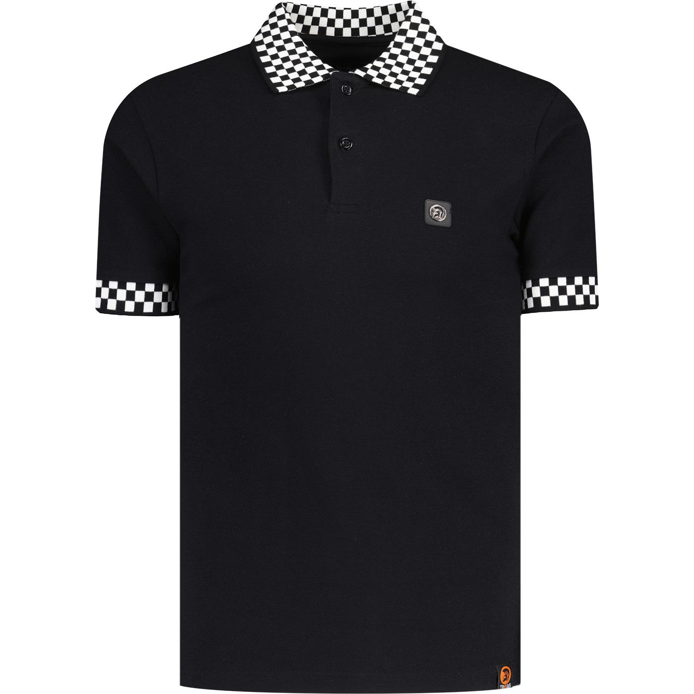 Trojan 2Tone Chequerboard Trim Pique Polo Shirt B