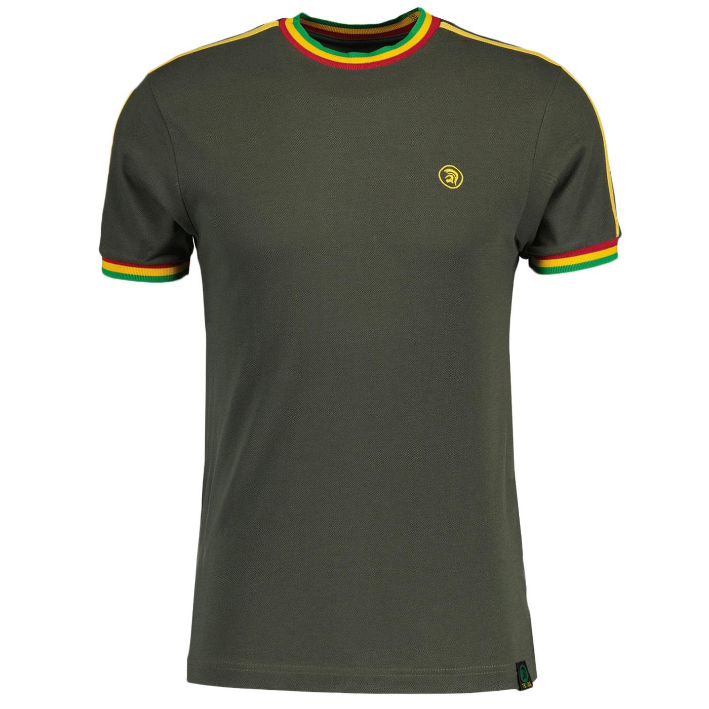 Trojan Twin Stripe Tipped Pique T-shirt Army Green