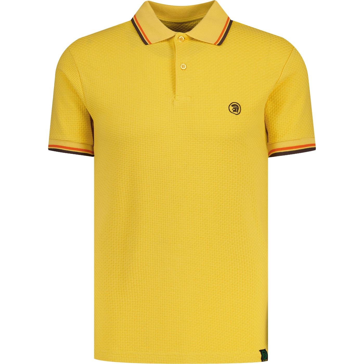 Trojan Tipped Texture Basket Weave Polo Mustard