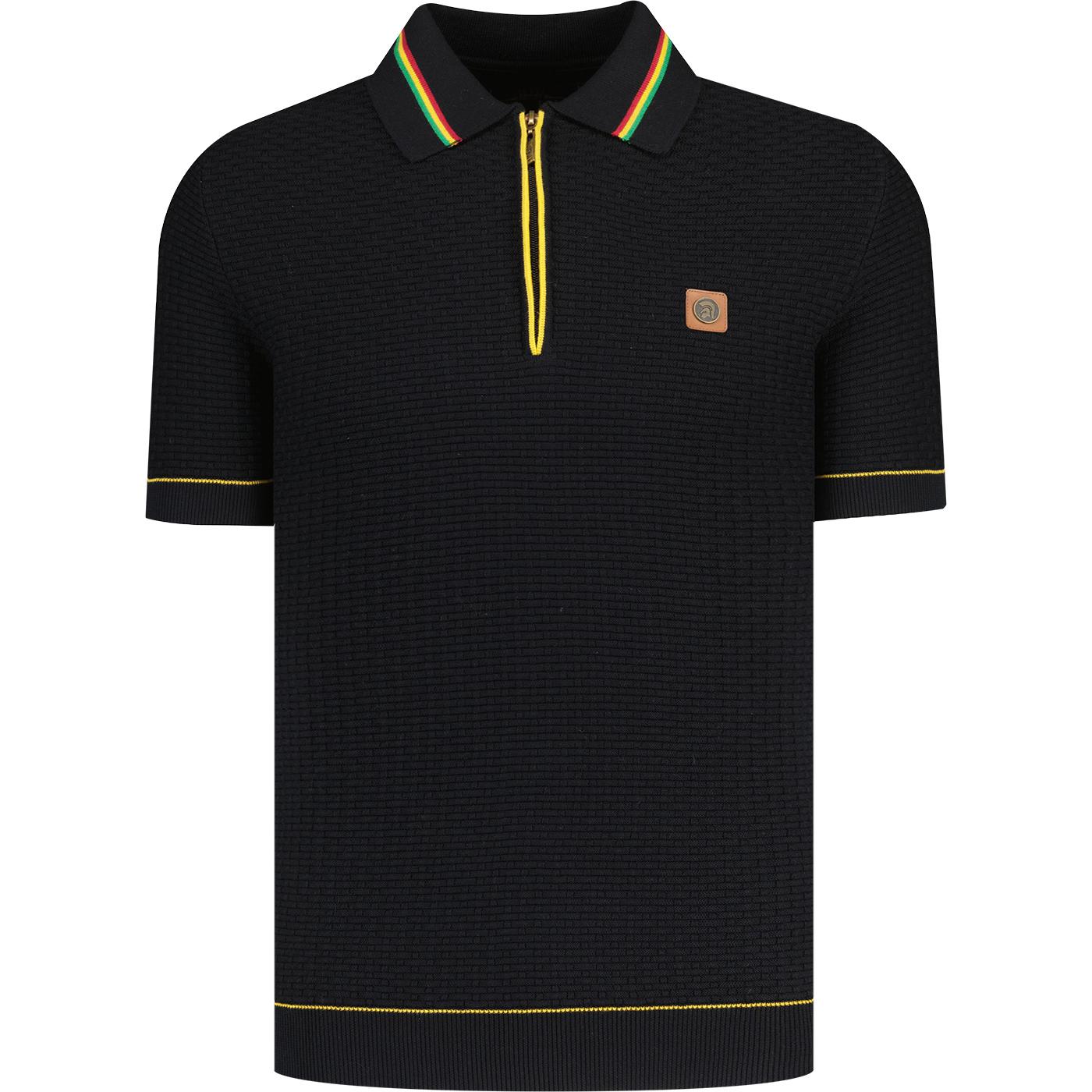 Trojan Basketweave Tipped 1/4 Zip Mod Polo Shirt B