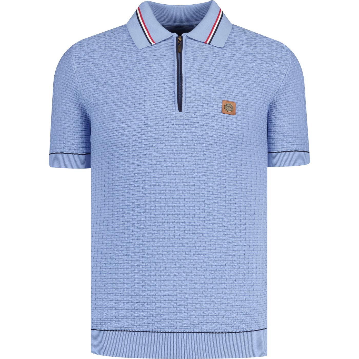 Trojan Basketweave Tipped 1/4 Zip Mod Polo Shirt S