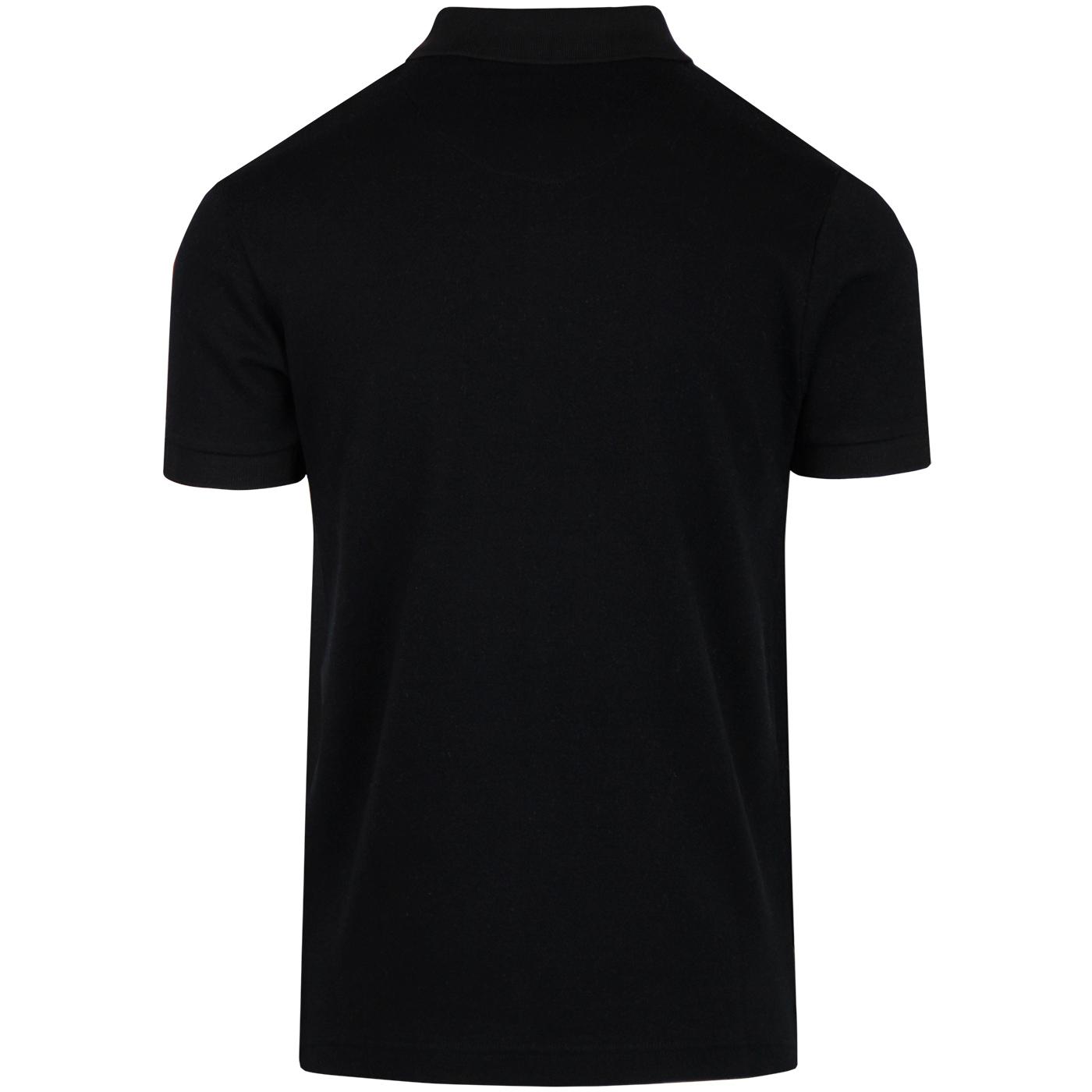 TROJAN RECORDS Retro Mod Check Front Polo Shirt in Black