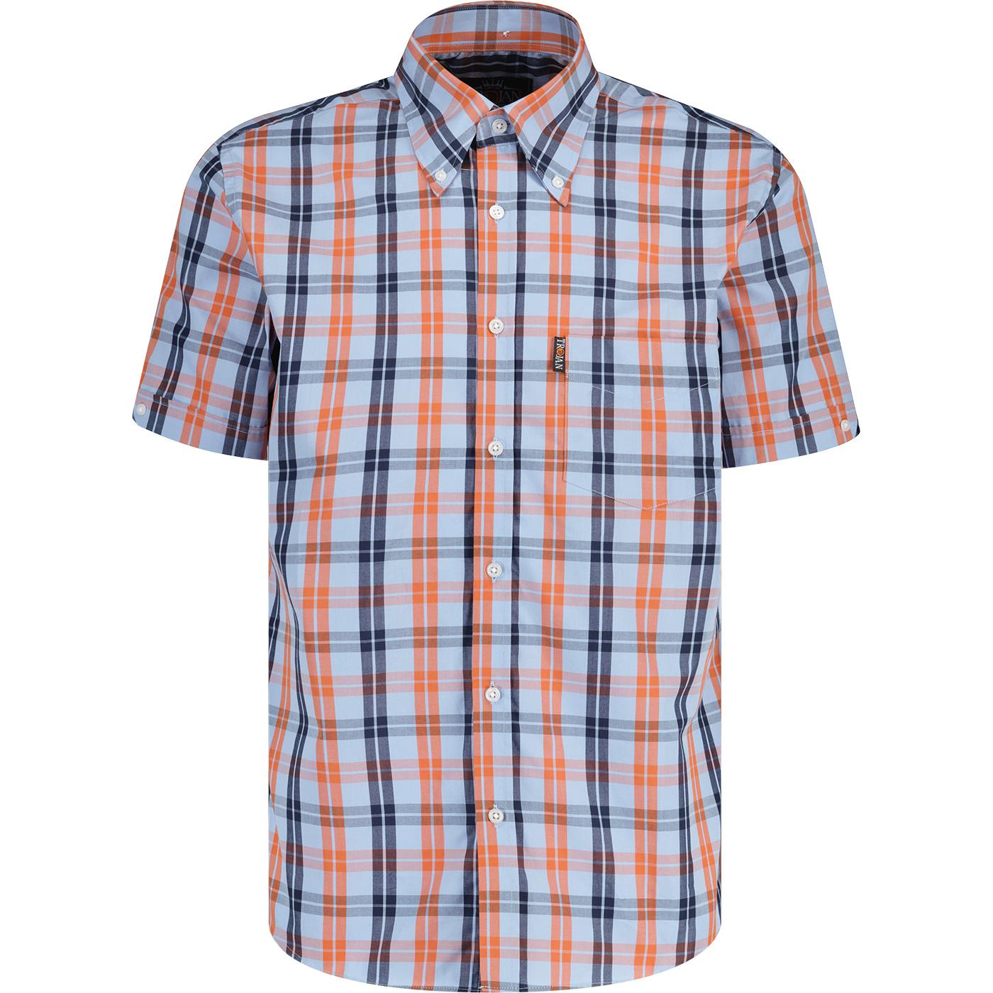 Trojan Windowpane Check Button Down Shirt Powder