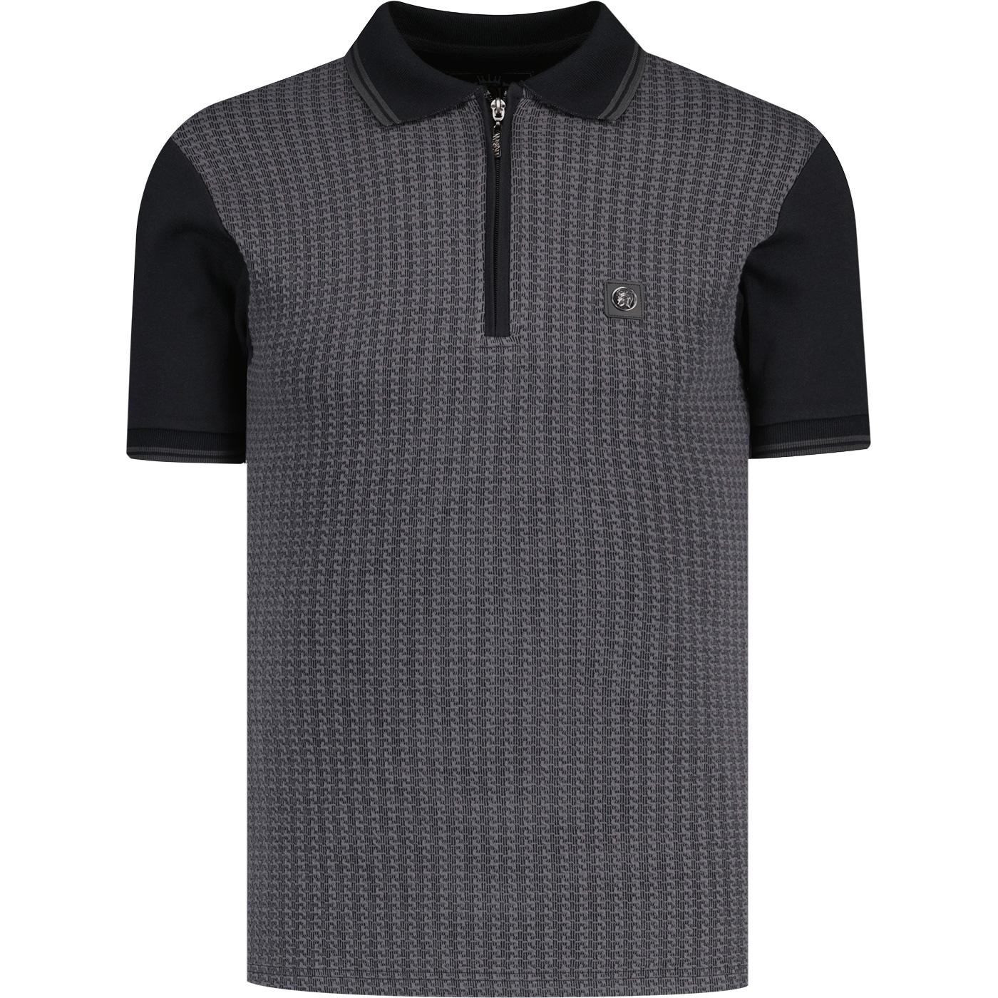 Trojan Textured Houndstooth Jacquard Panel Polo B