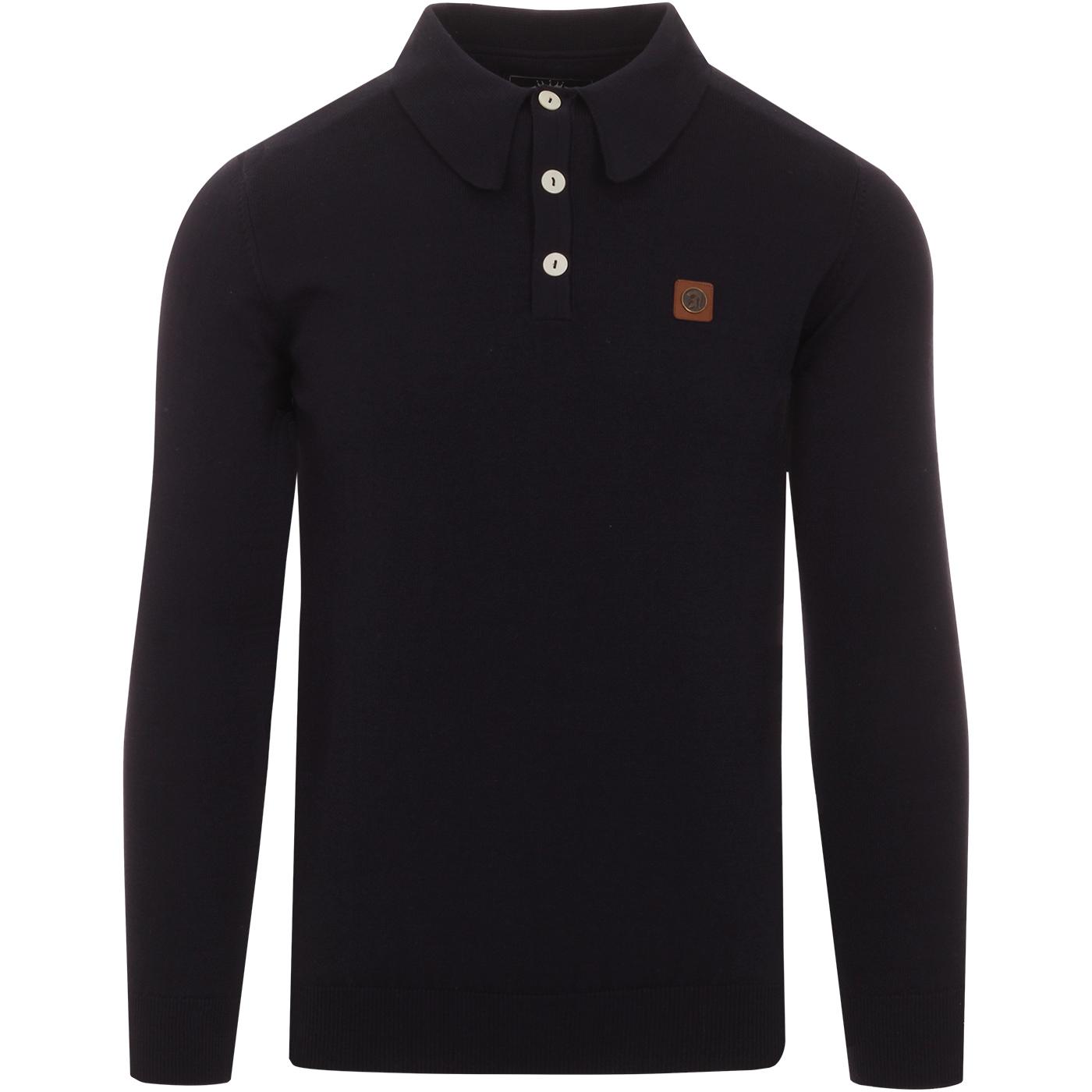 TROJAN RECORDS Men's Mod Knitted Polo Shirt (Navy)