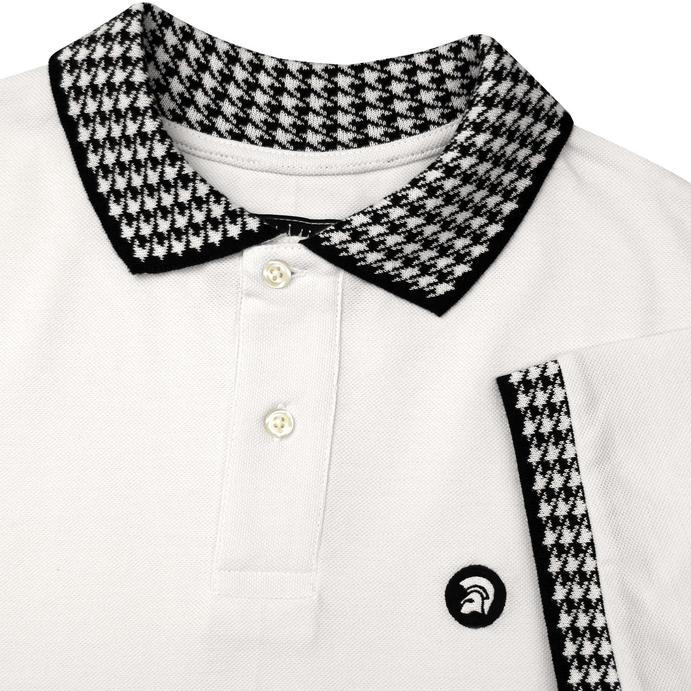 TROJAN RECORDS Retro Ska Dogtooth Trim Polo in Ecru