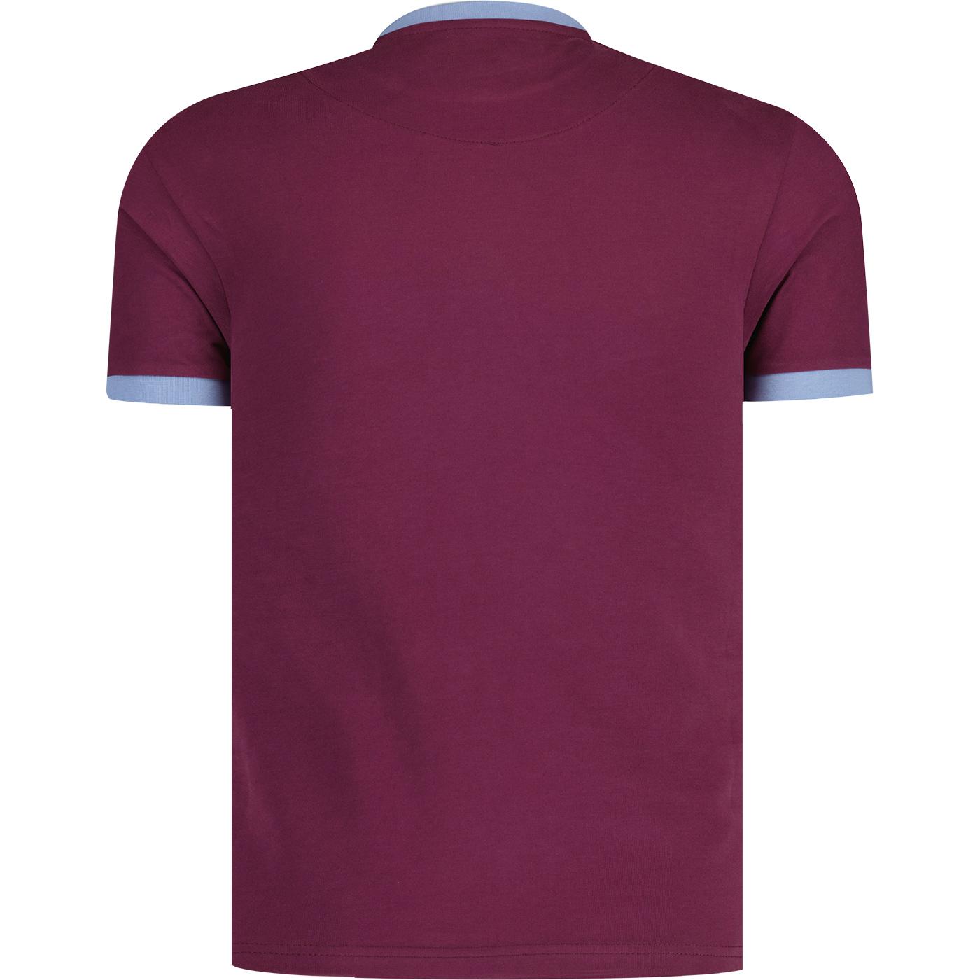 Trojan Records Retro Racing Stripe Logo Ringer Tee in Port