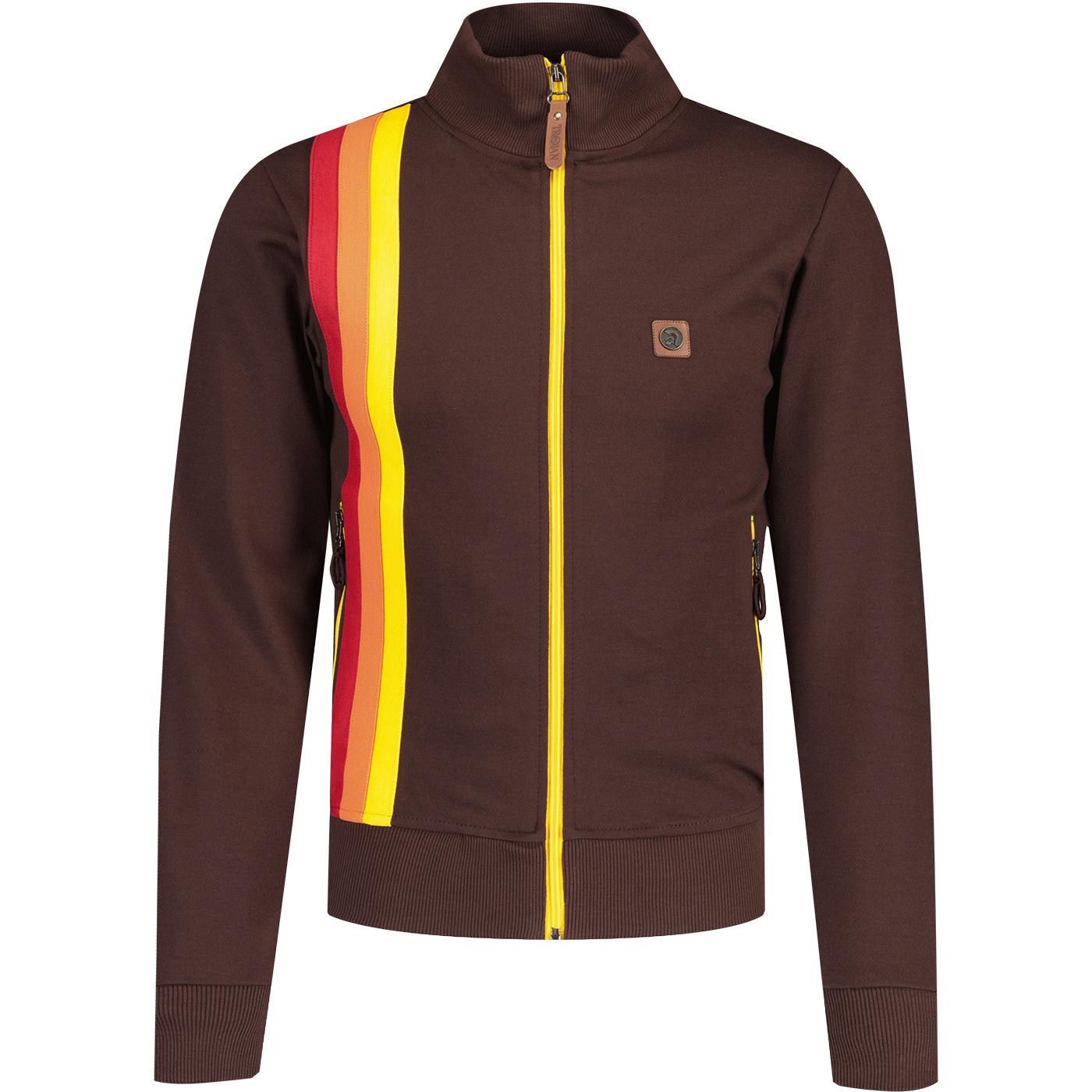 Trojan Retro Racing Stripe Funnel Neck Track Top C