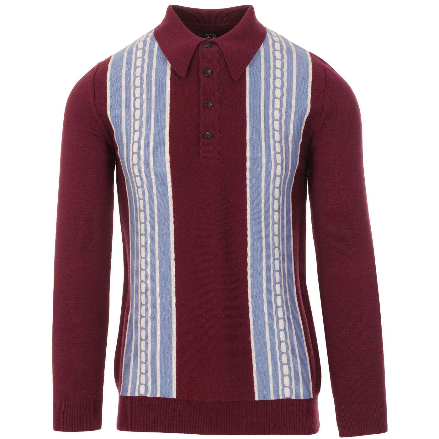 TROJAN Mod Cable Knit Stripe Spear Collar Polo (P)