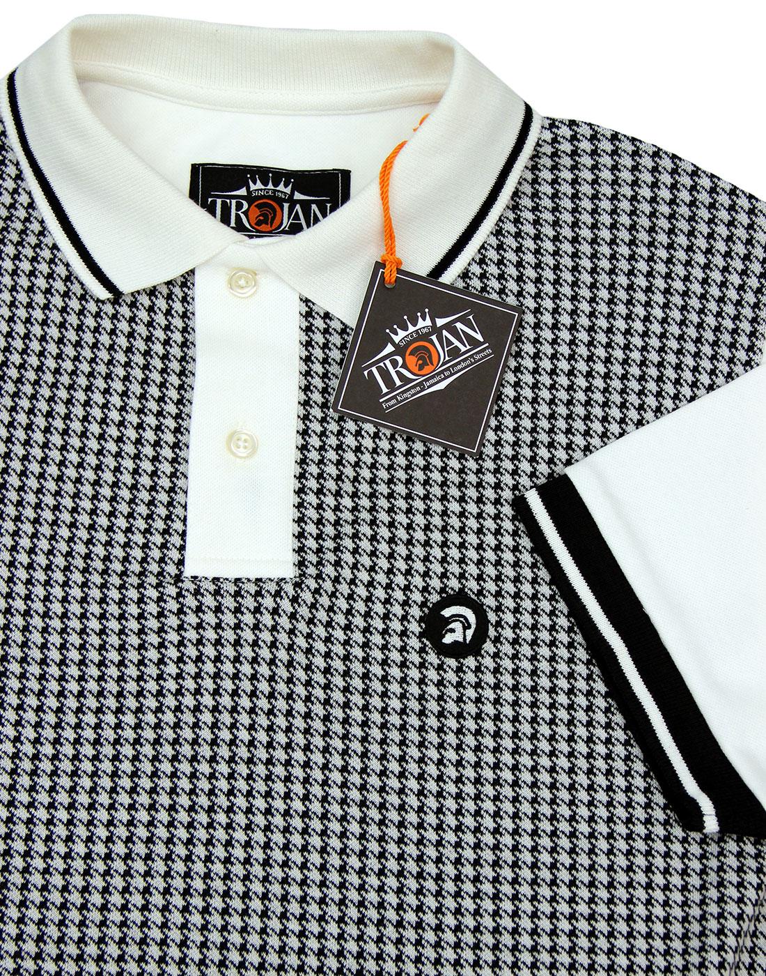 TROJAN RECORDS Mod Ska Dogtooth Tipped Polo Top Ecru