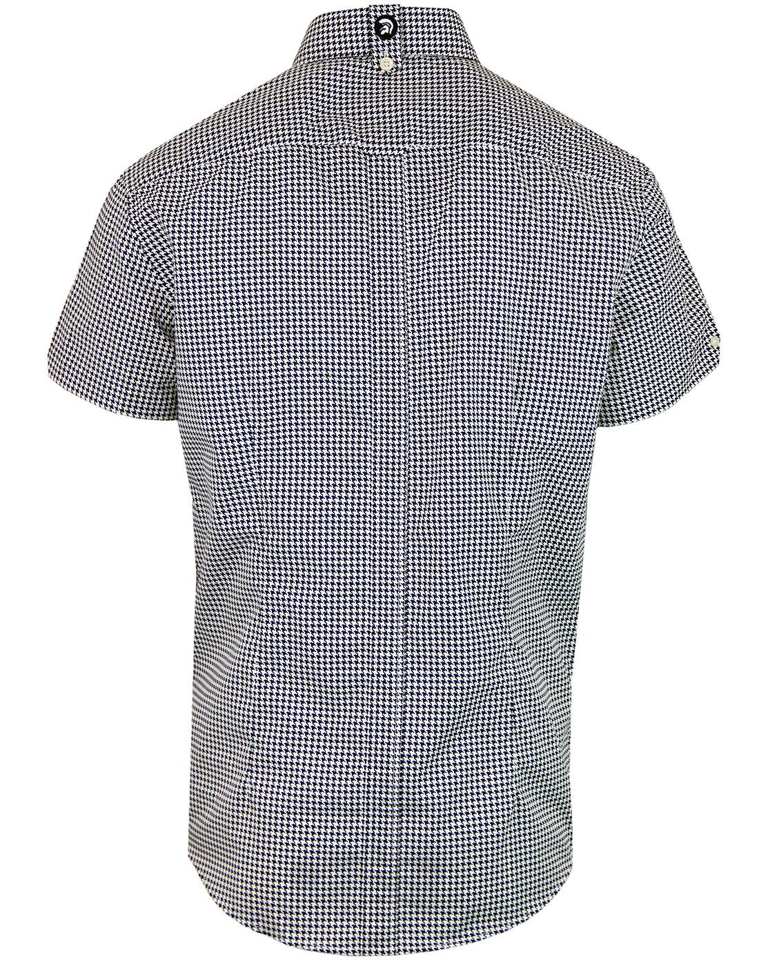 TROJAN RECORDS Men's Retro Dogtooth S/S Shirt in Navy