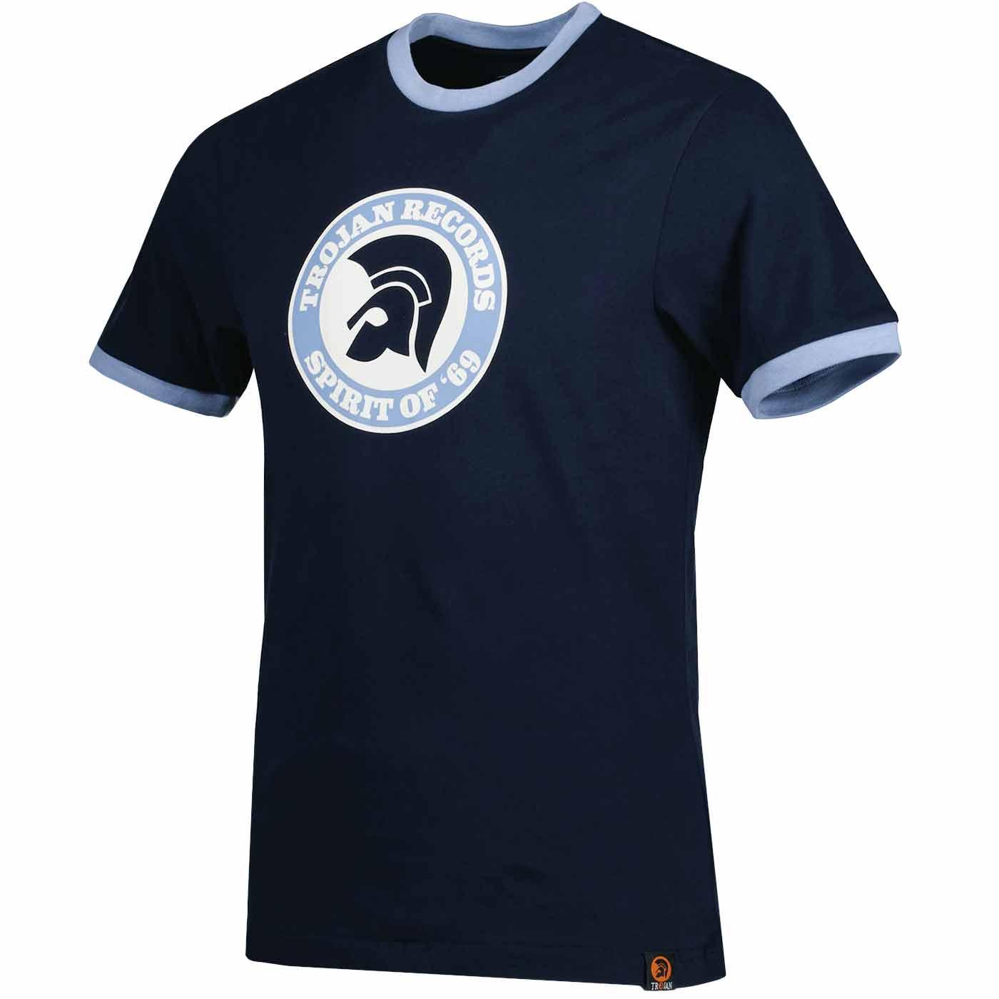 TROJAN RECORDS Retro Mod Spirit Of '69 Ringer Tee Navy