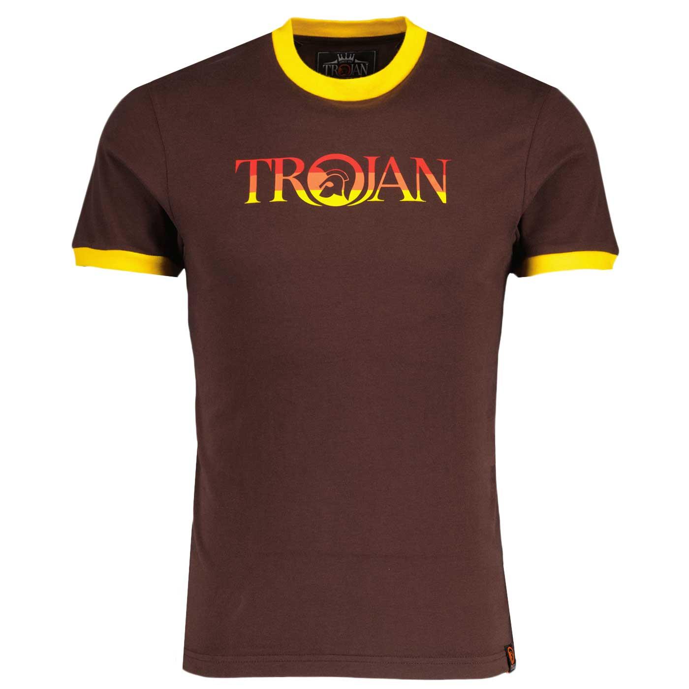 TROJAN RECORDS Retro Logo Ringer Tee (Chocolate)